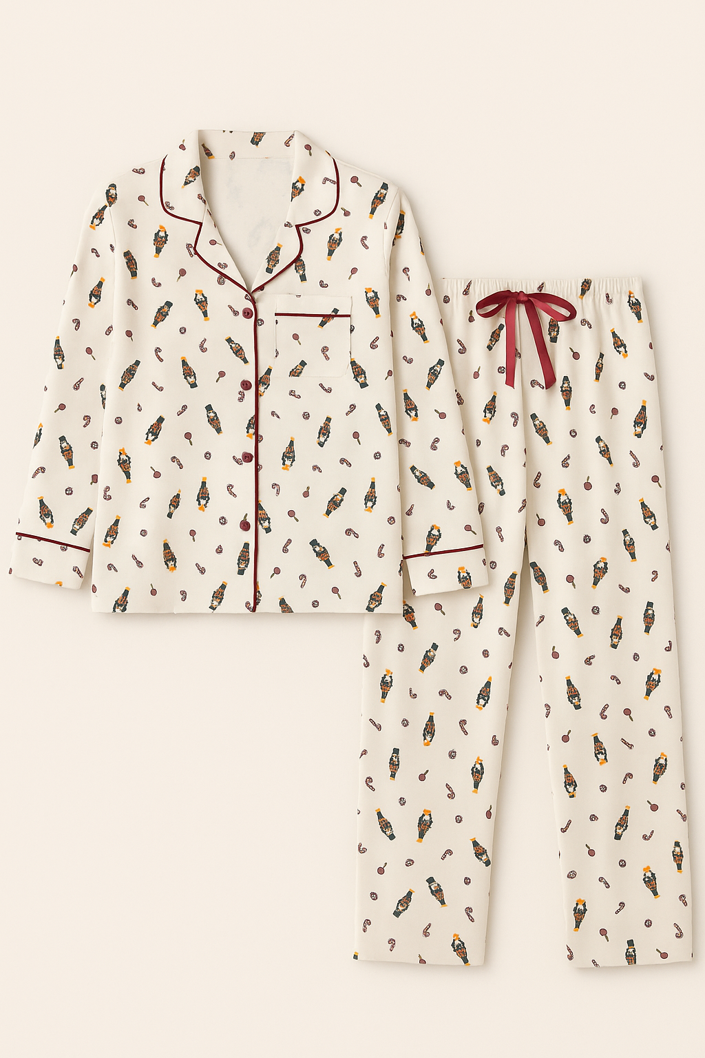 Kız Çocuk Xmass Pijama Takımı Ekru