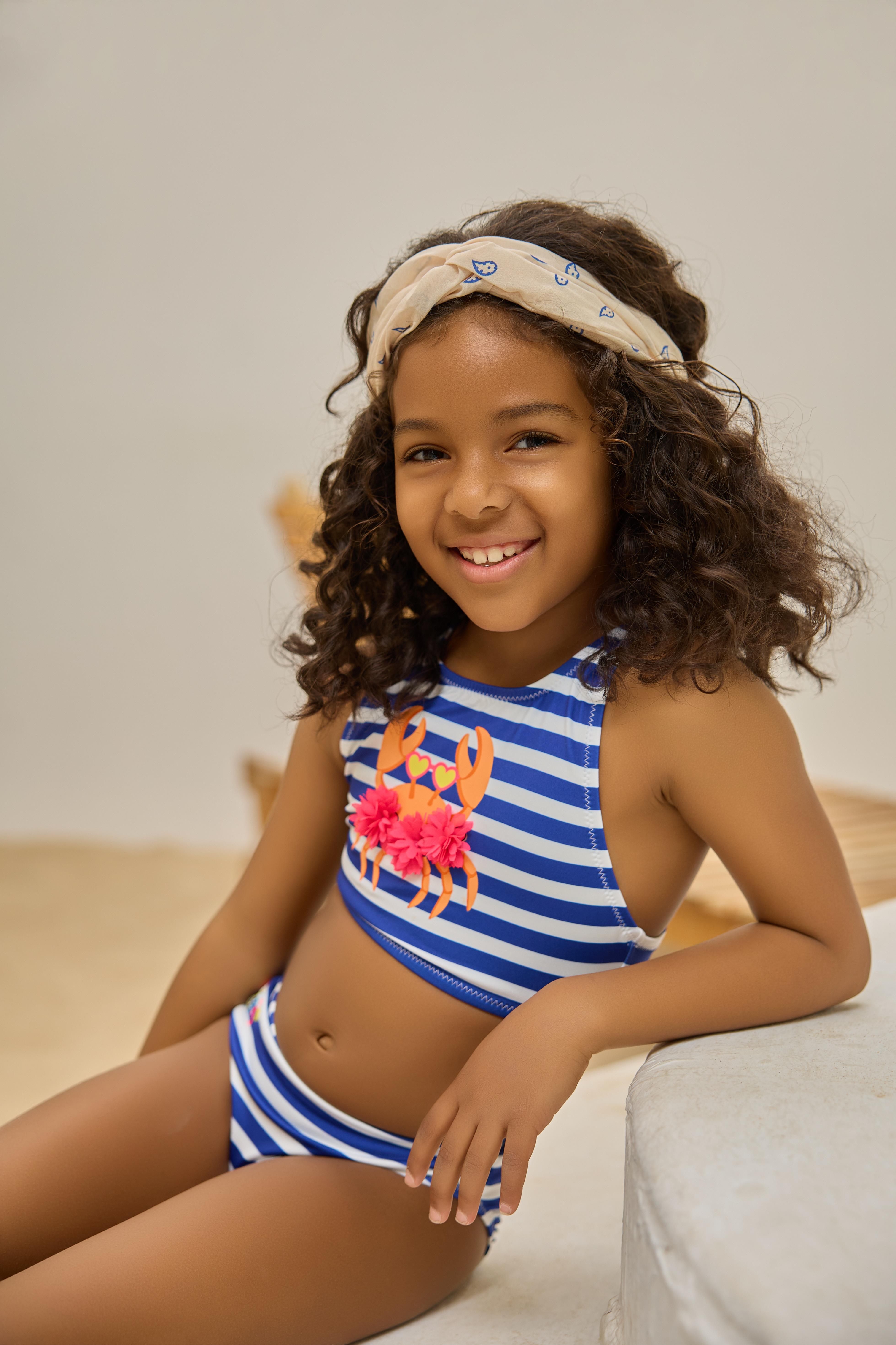 Kız Çocuk Yengeç Detaylı Bikini Takım