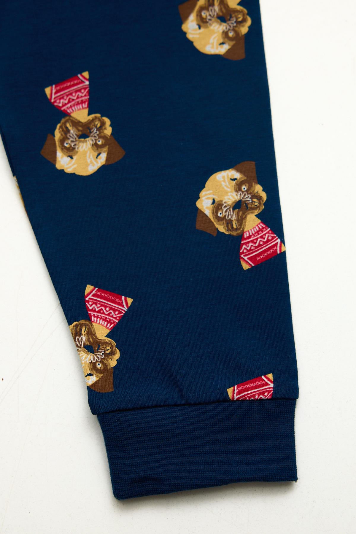 Köpek Desen Çocuk Pijama Takımı Lacivert