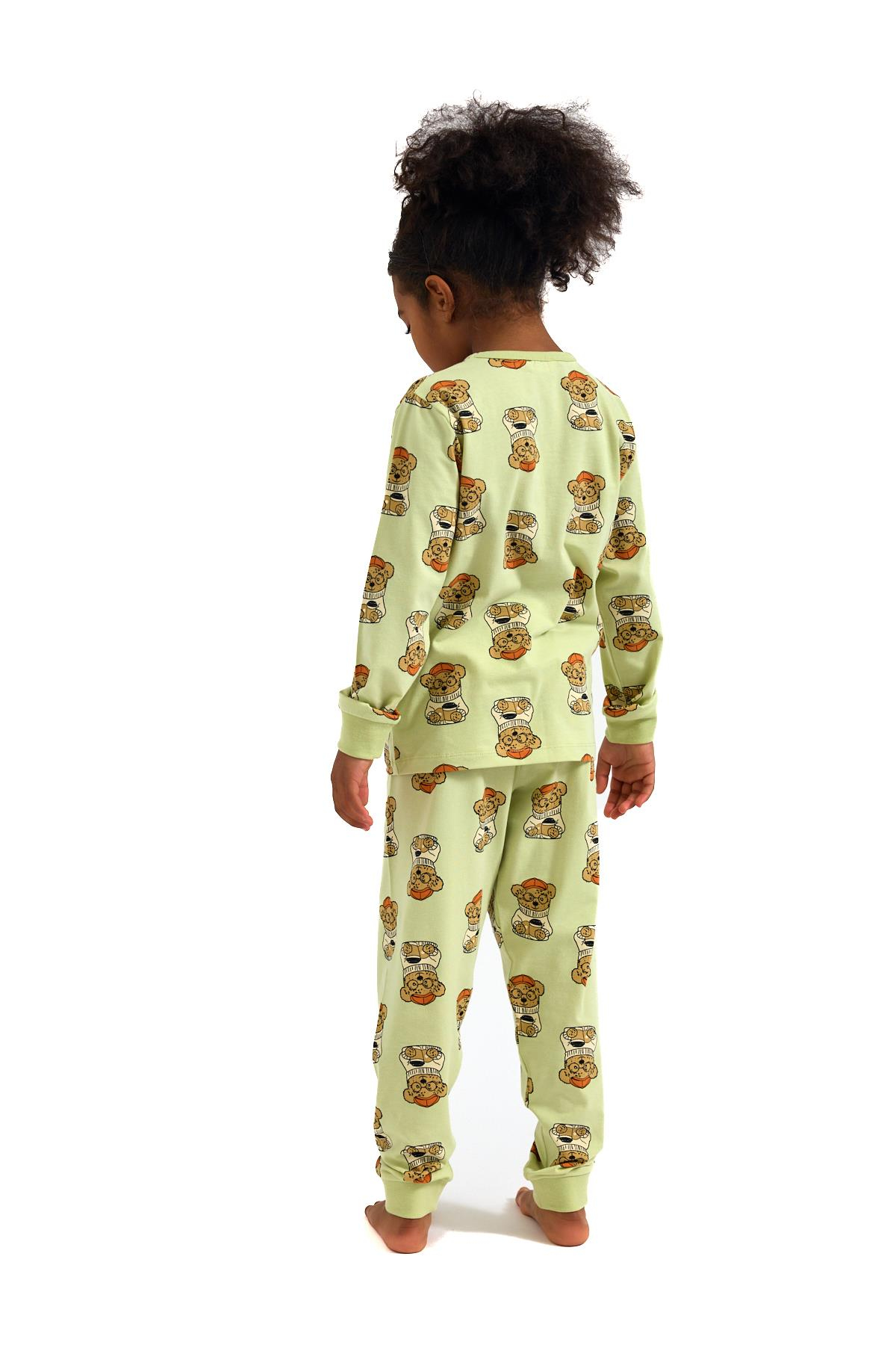 Köpek Desen Çocuk Pijama Takımı Yeşil