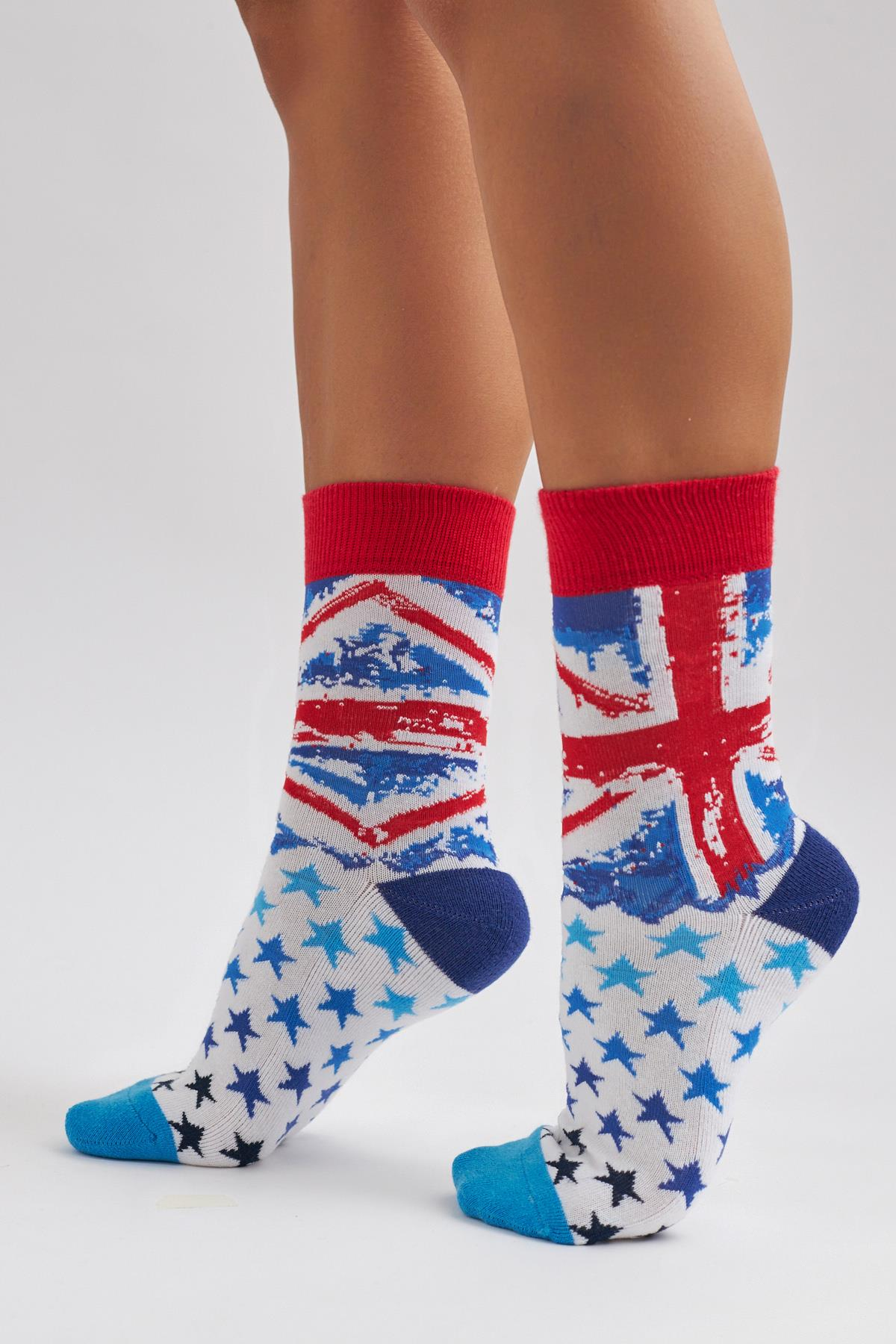 Küçük Yıldız Desenli Unisex Soket Çorap Desenli