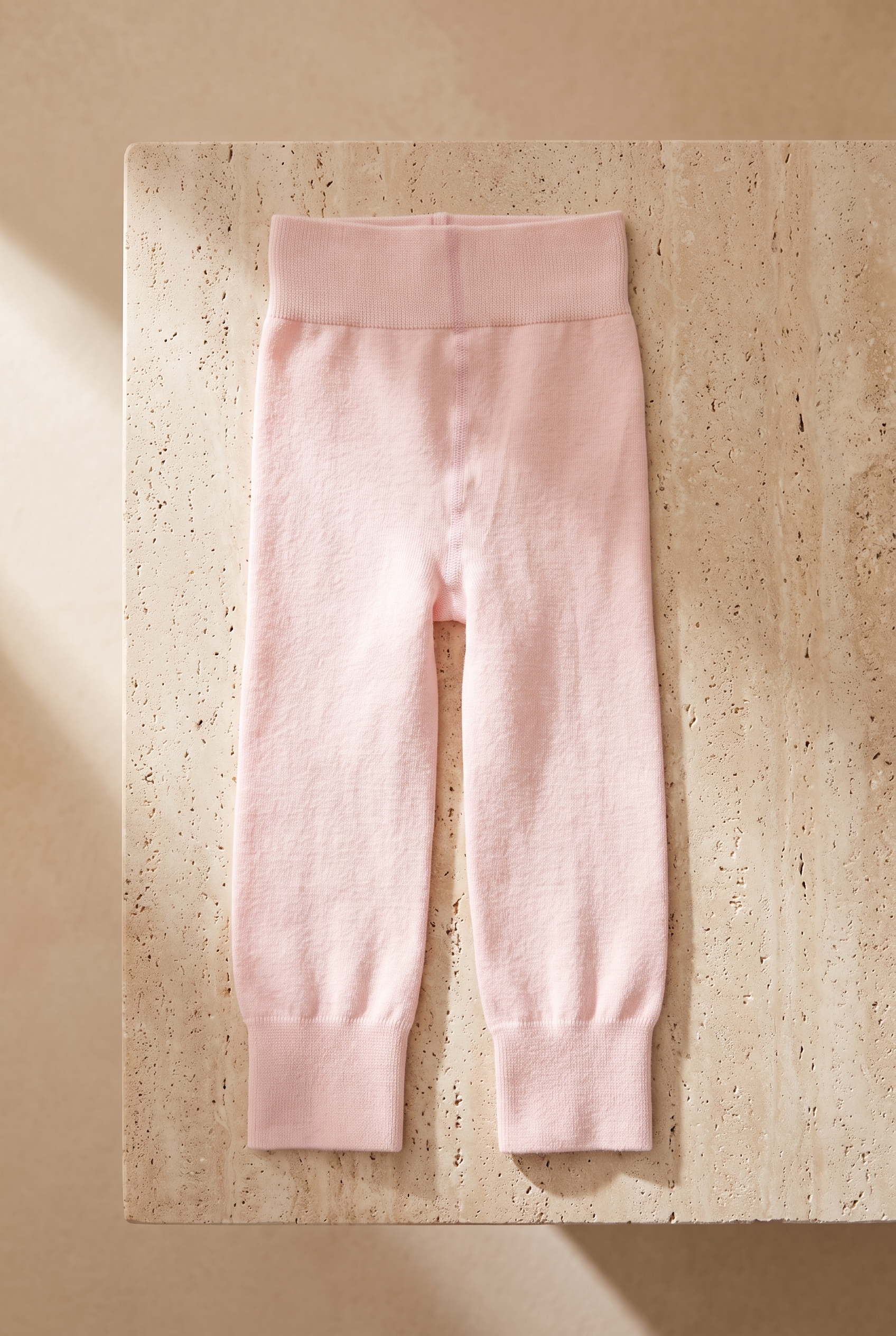 Lastik Detaylı Çocuk Tayt Açık Pembe