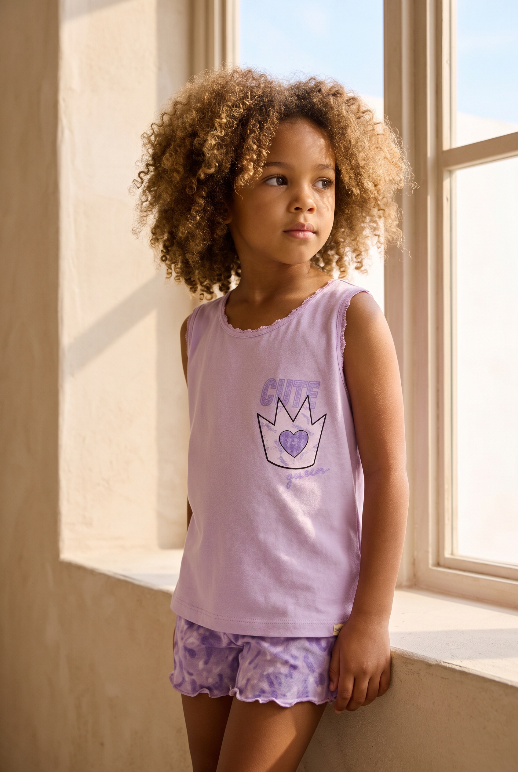Lavender Kız Çocuk Dantelli Pijama Üst Lila