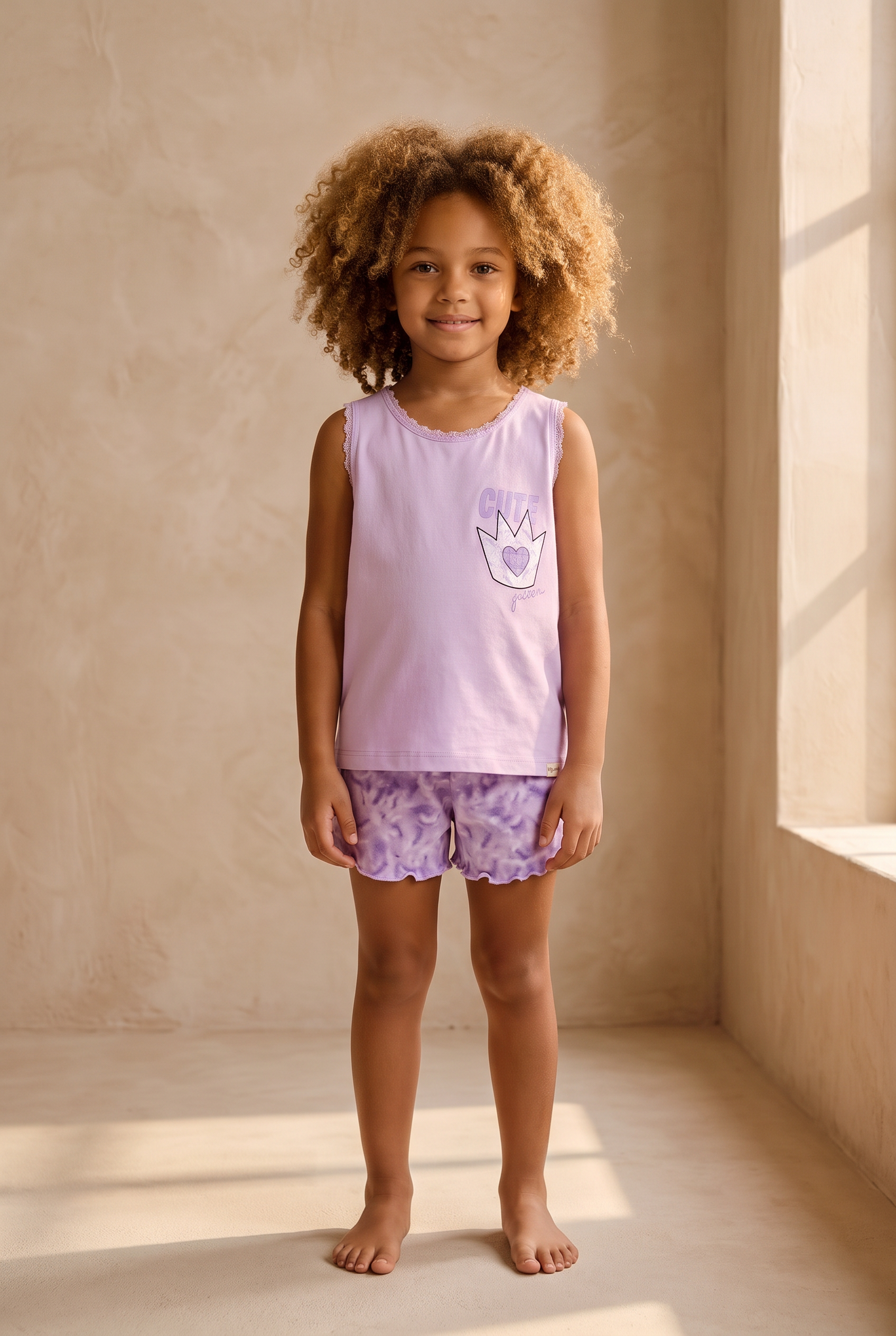 Lavender Kız Çocuk Dantelli Pijama Üst Lila