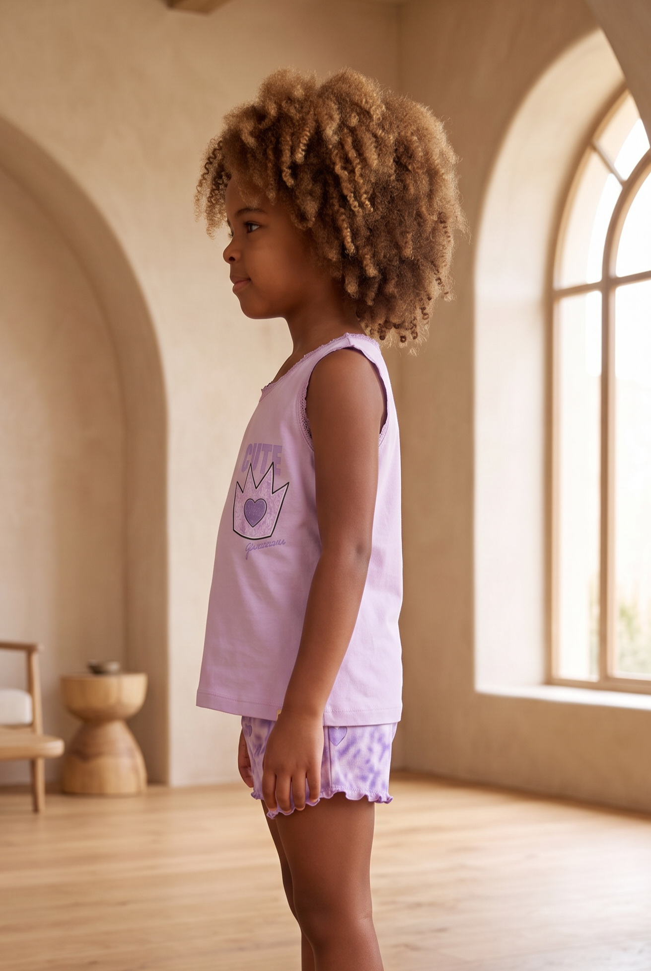 Lavender Kız Çocuk Dantelli Pijama Üst Lila