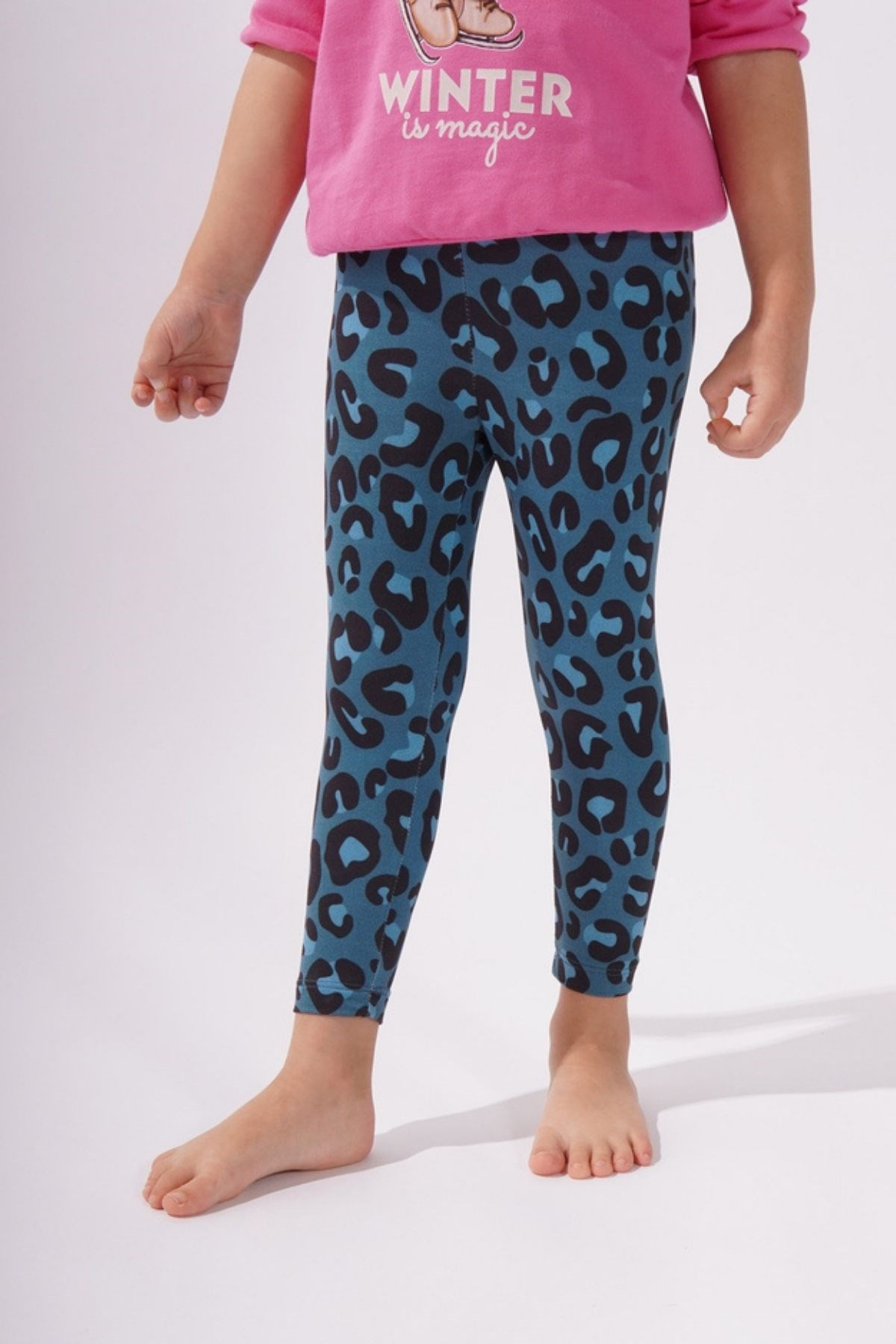 Leopard Baskılı Kız Çocuk Tayt