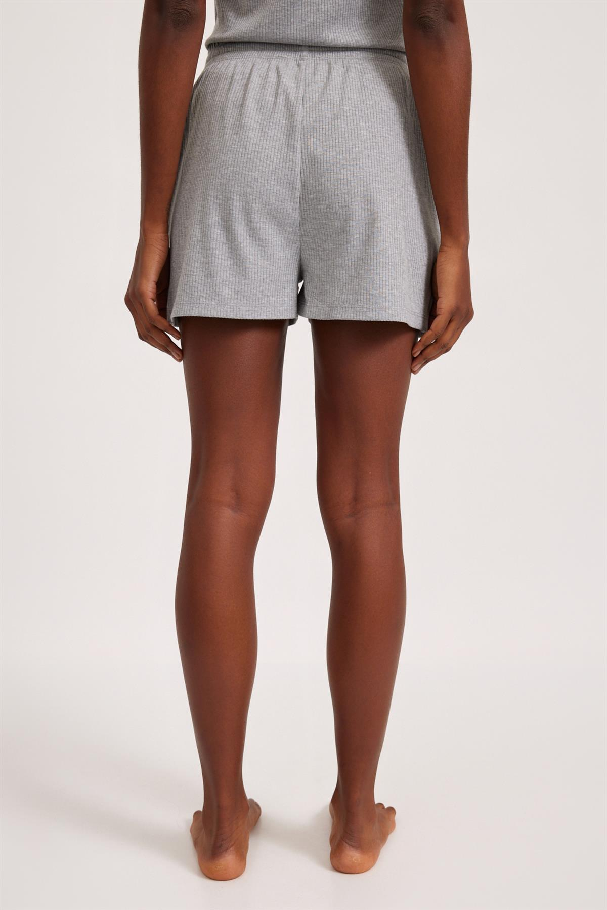 Loungewear Cepli Kadın Şort Gri-Melanj.