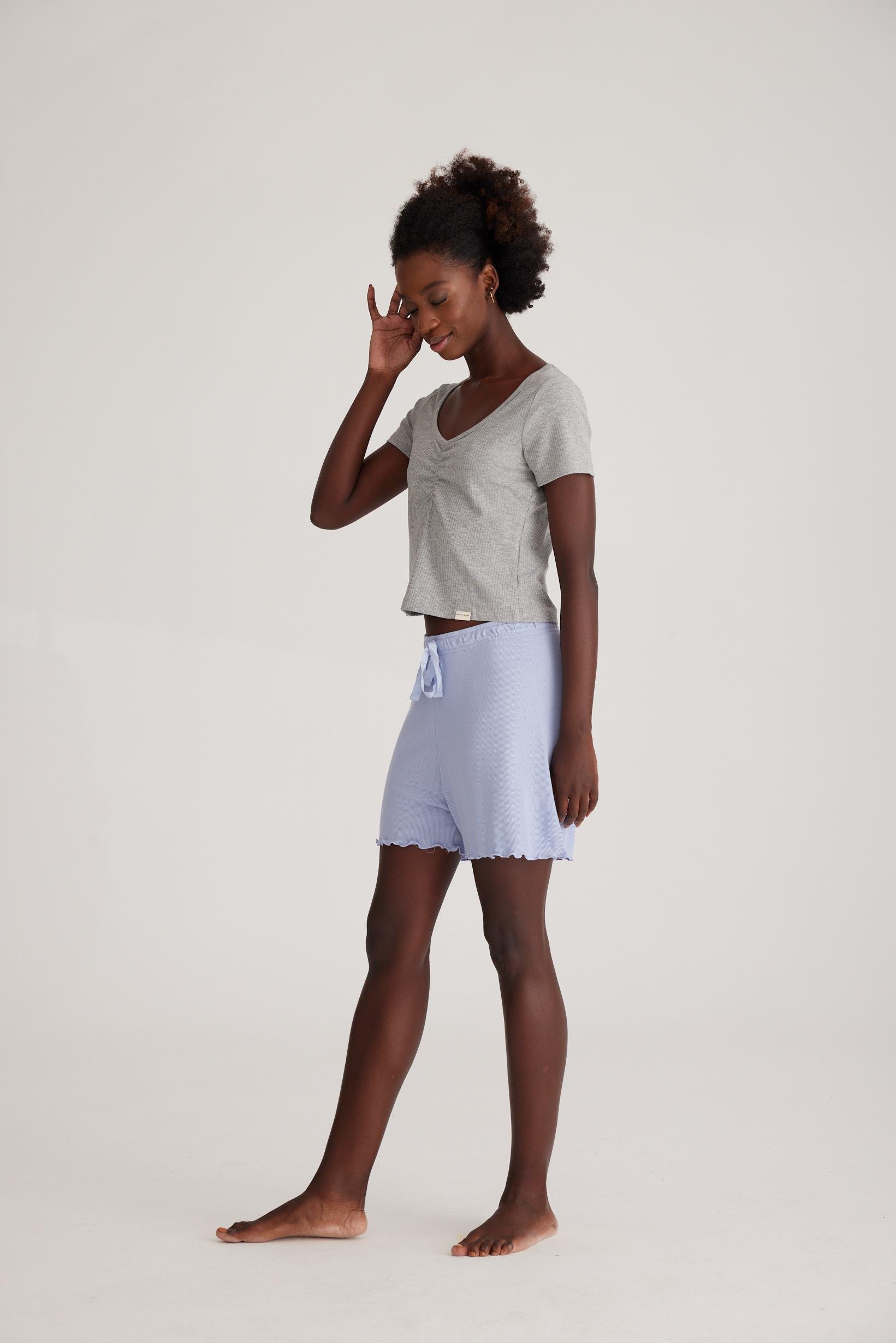 Loungewear Kadın T-shirt Gri-Melanj.