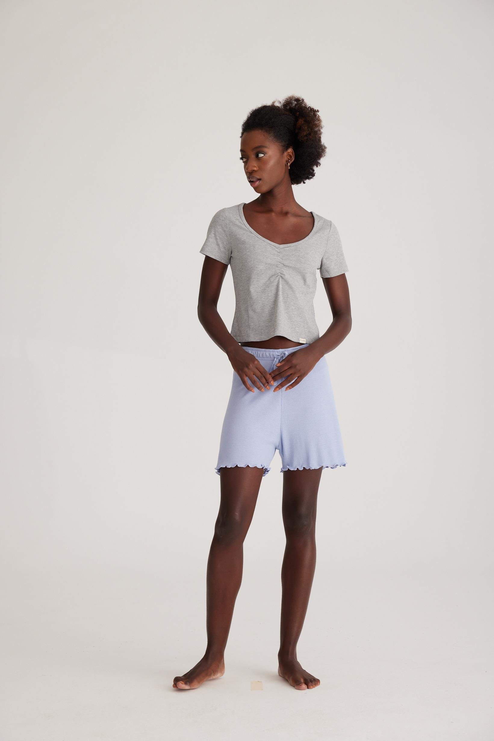 Loungewear Kadın T-shirt Gri-Melanj.