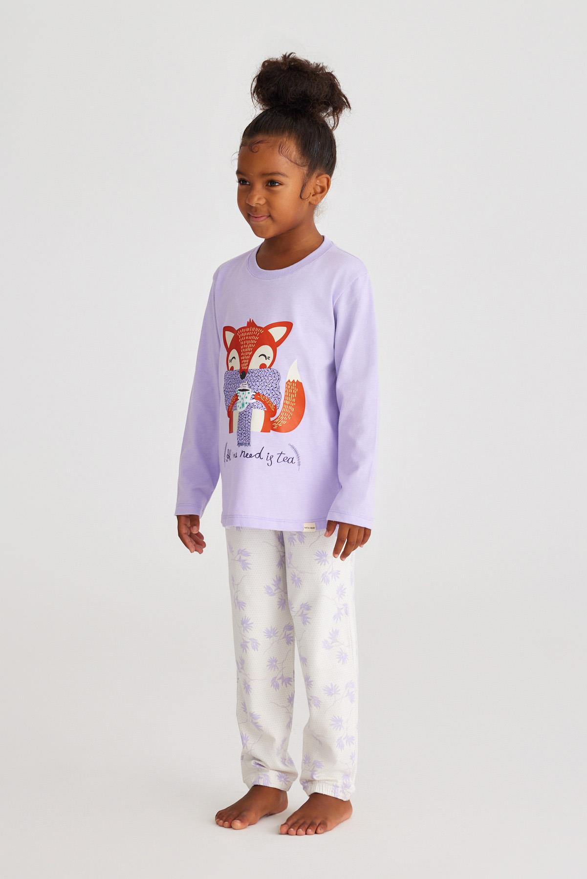 Lovely Lılac Kız Çocuk Pijama Takım Lila