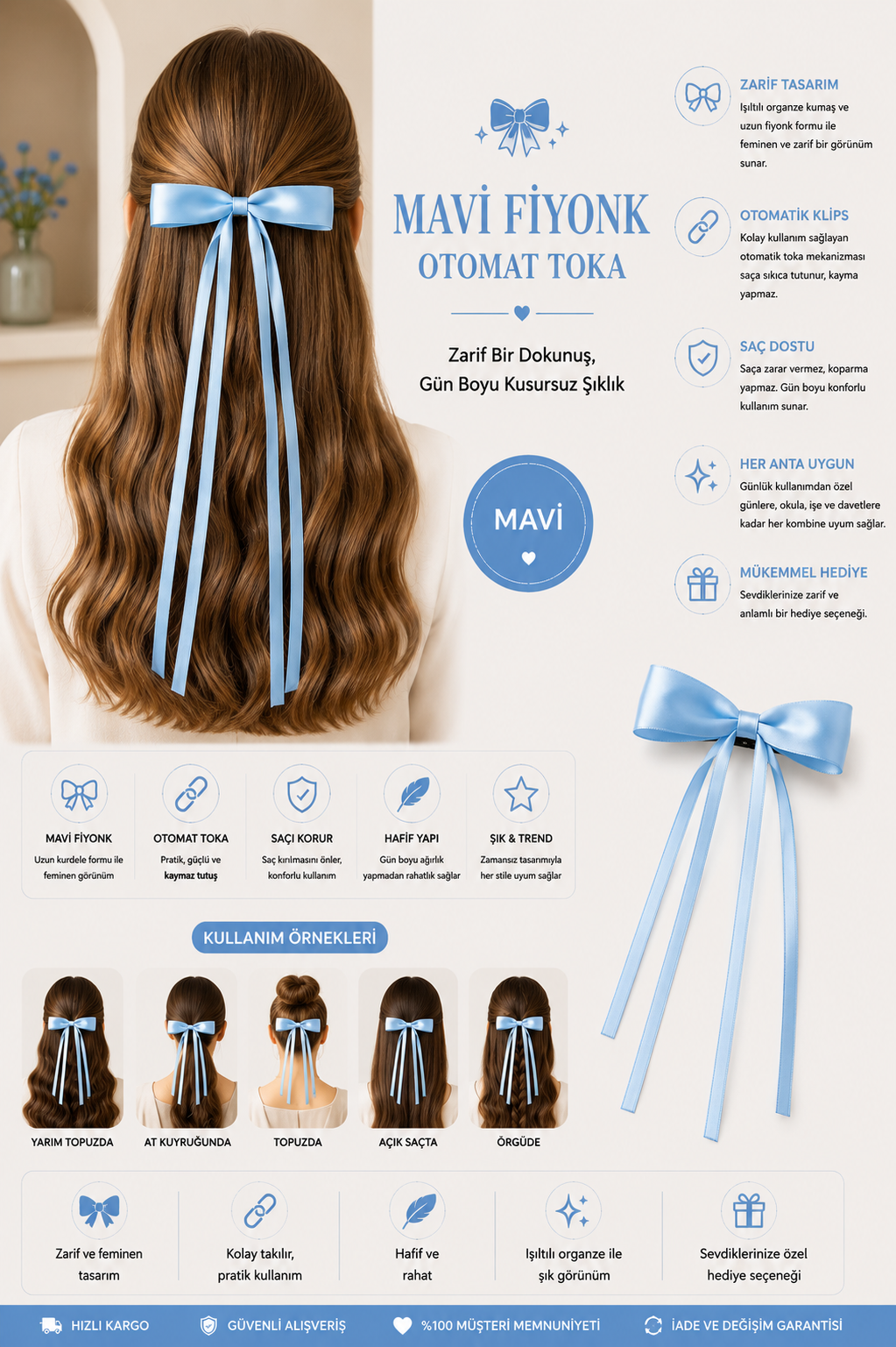 Mavi Fiyonk Otomat Toka