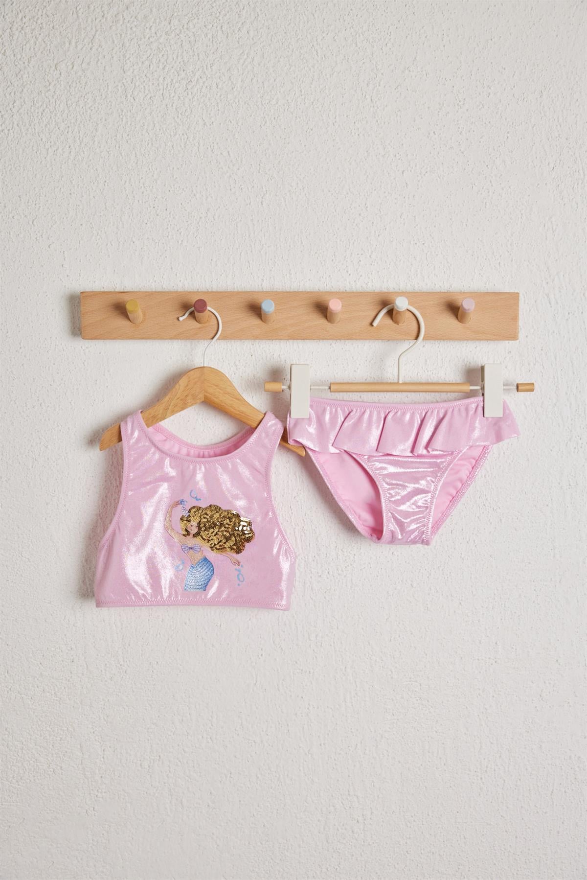 Mermaid Kız Çocuk Bikini Takım Pembe
