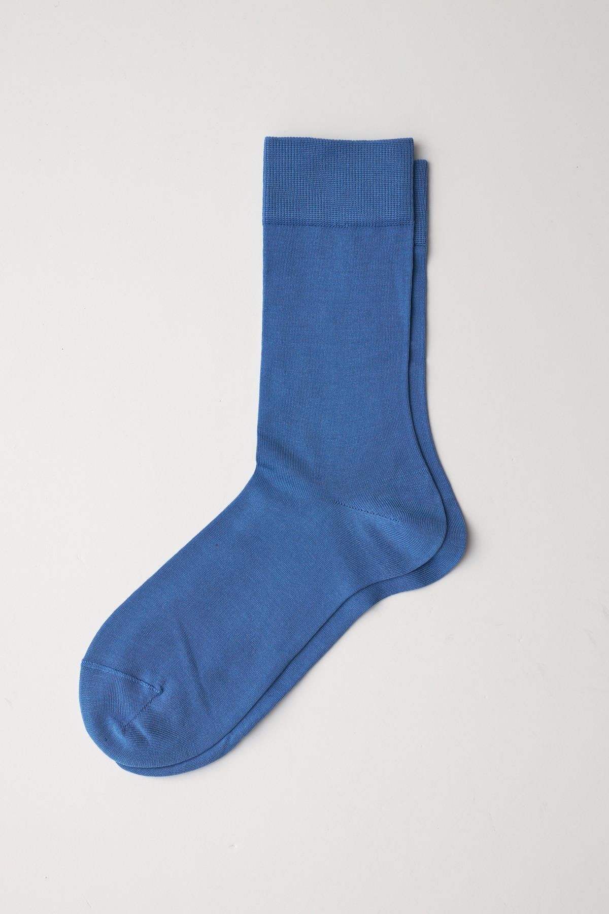 Merserize Erkek Soket Çorap Koyu Mavi