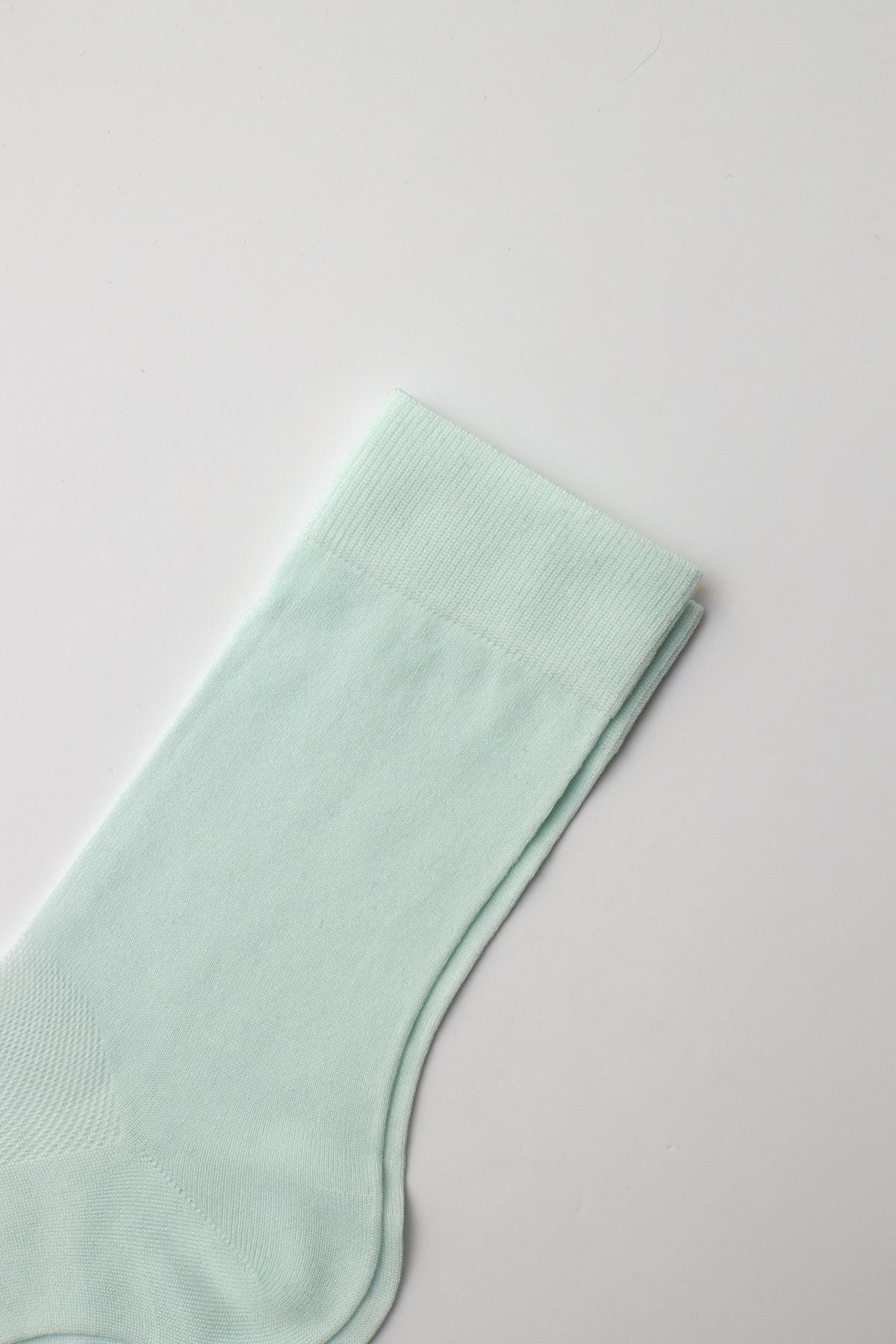 Merserize Fileli Erkek Soket Çorap Açık Turkuaz