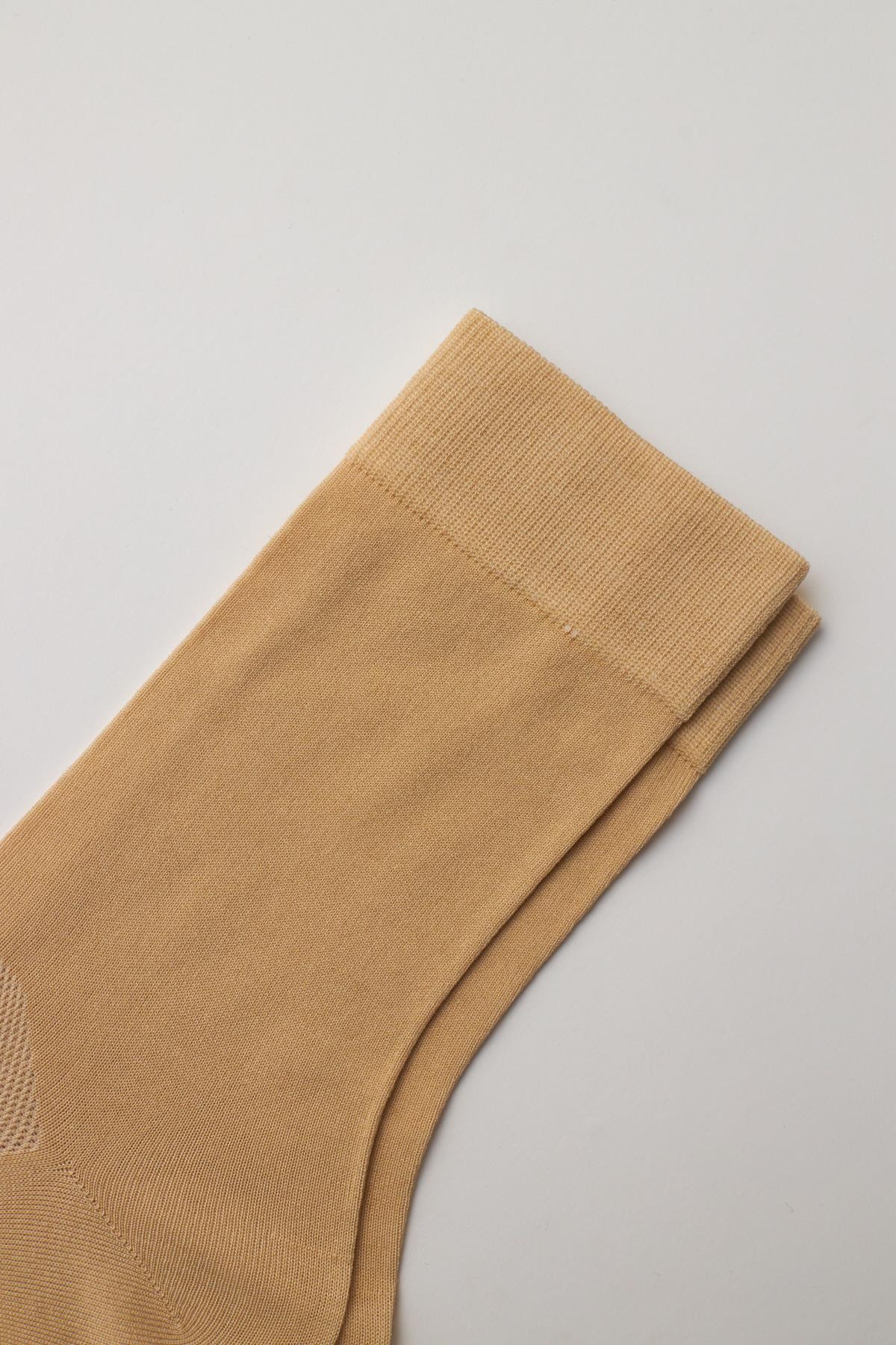 Merserize Fileli Erkek Soket Çorap Bej