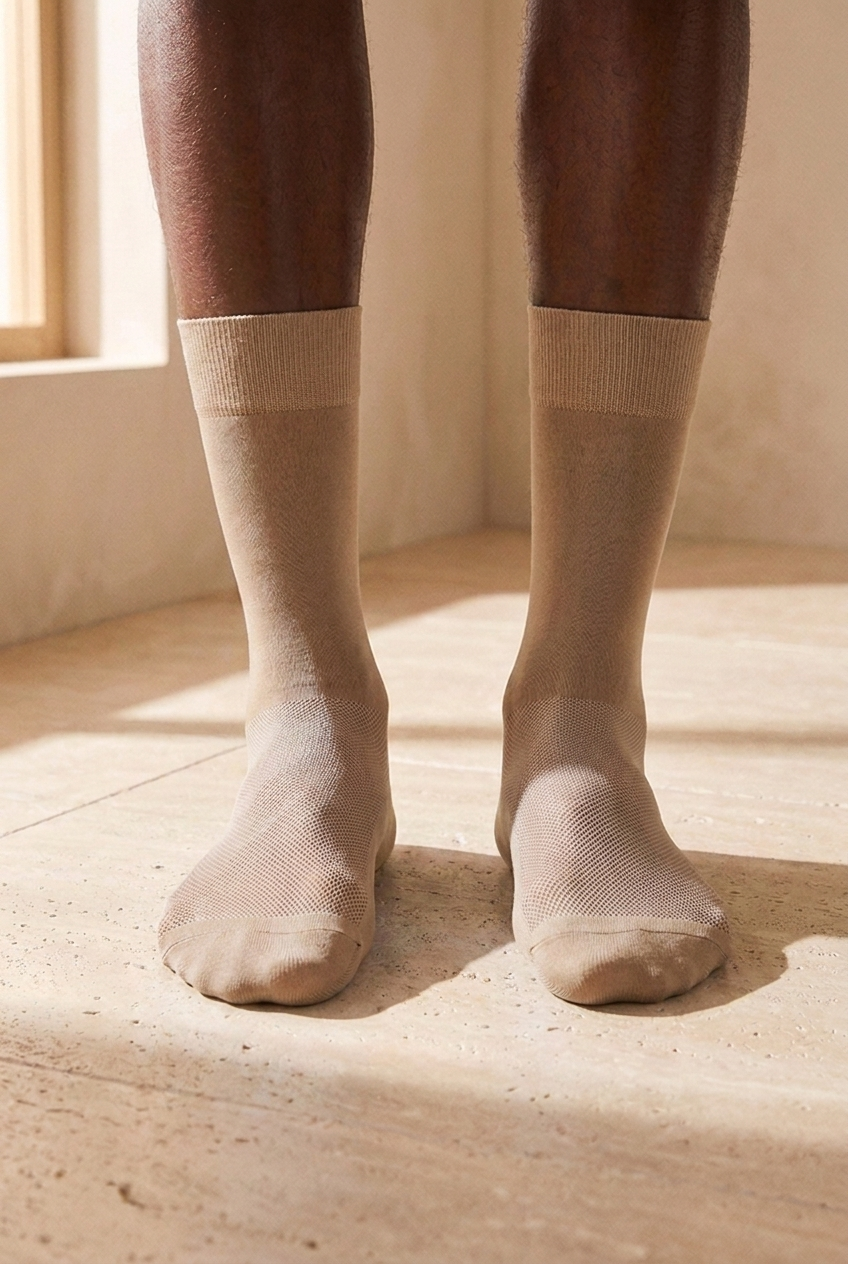 Mercerized Mesh Men's Short Socks Coffee Melange