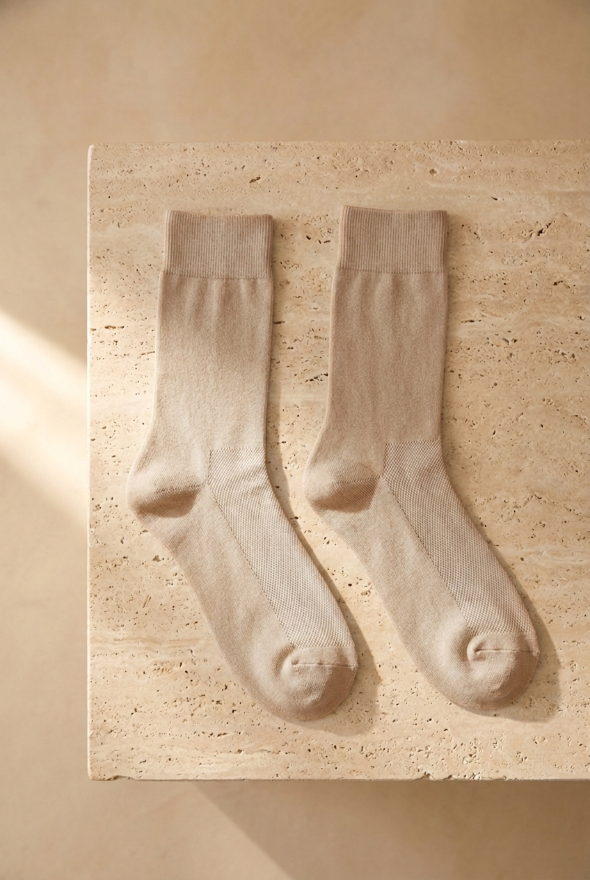 Mercerized Mesh Men's Short Socks Coffee Melange