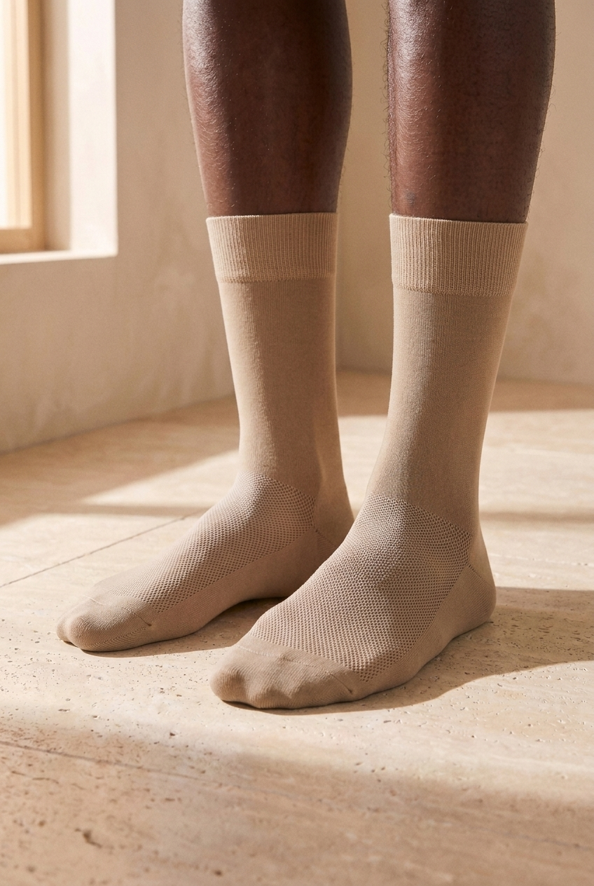 Mercerized Mesh Men's Short Socks Coffee Melange