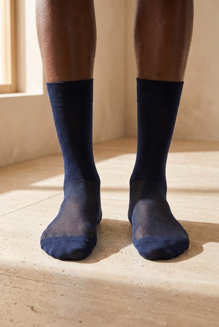Mercerized Mesh Men's Sock Socks Navy Blue