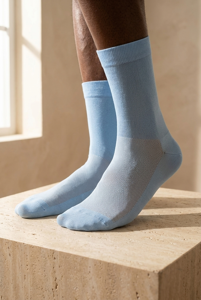 Mercerized Mesh Men's Sock Socks Blue Melange