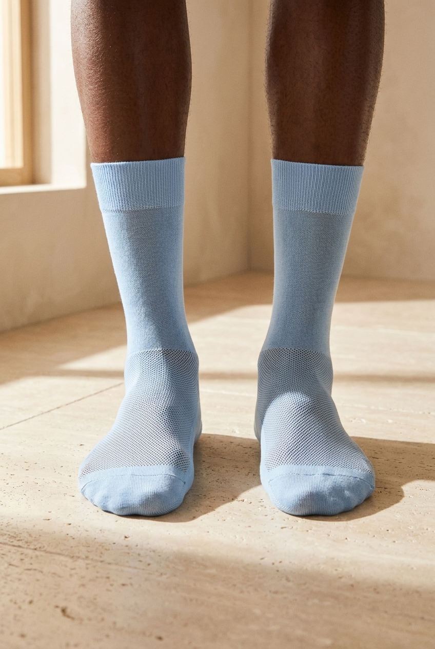 Mercerized Mesh Men's Sock Socks Blue Melange