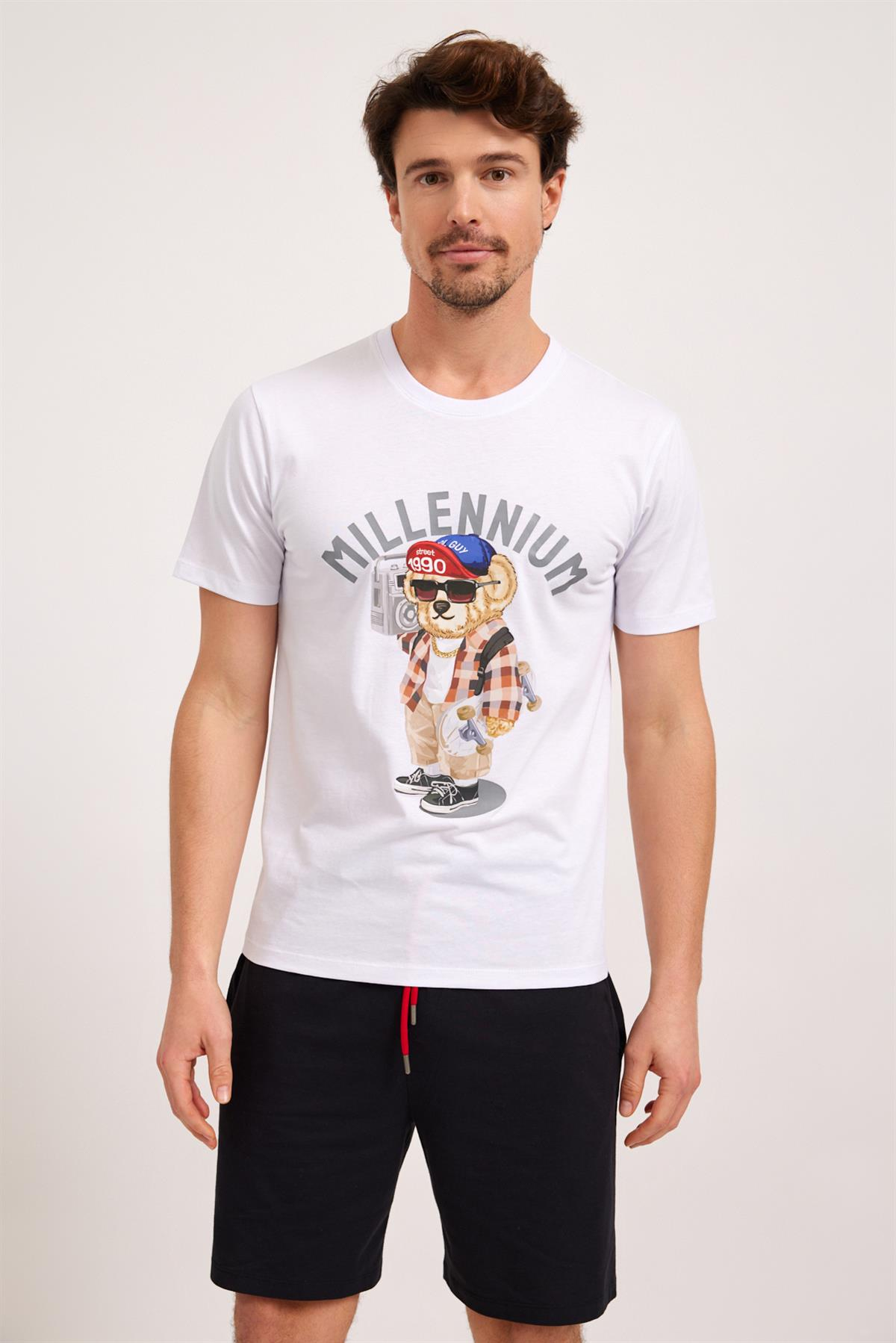 Millenium Erkek Pijama Üst Beyaz