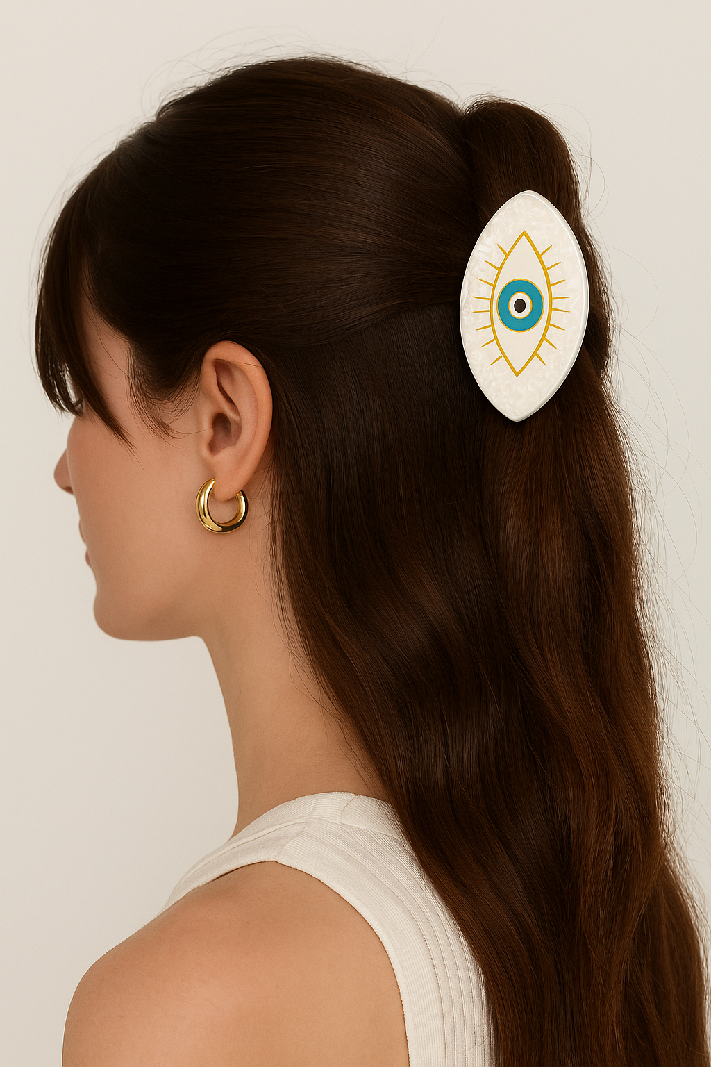 Nazar Boncuklu Kemik Mandal Toka Yeşil