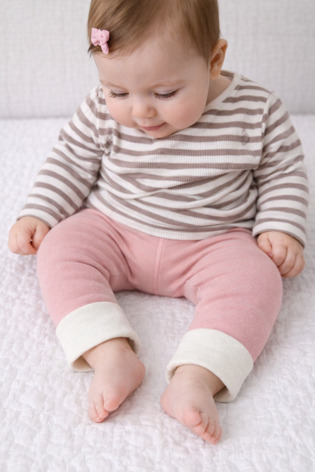 Detailed Hem Baby Towel Leggings Pink