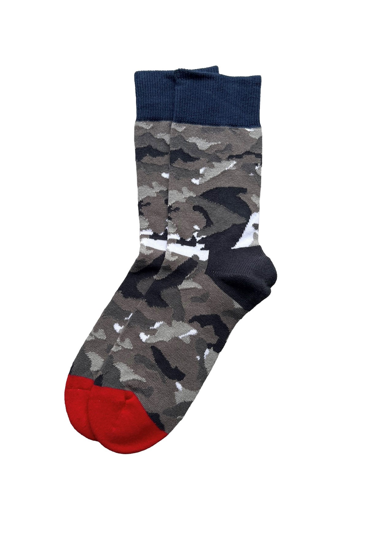 Pamuklu Desenli Unisex Soket Çorap Gri