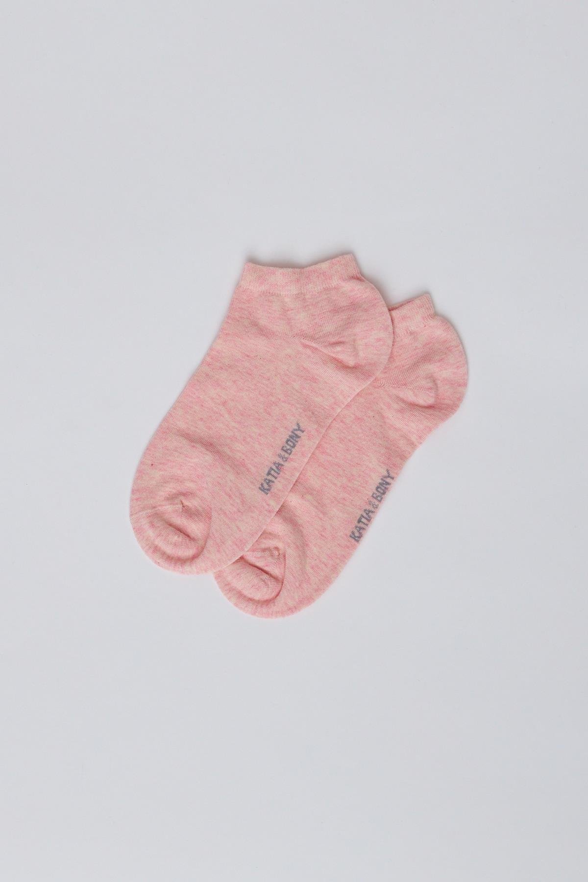 Pamuklu Patik Çorap Pembe Melanj