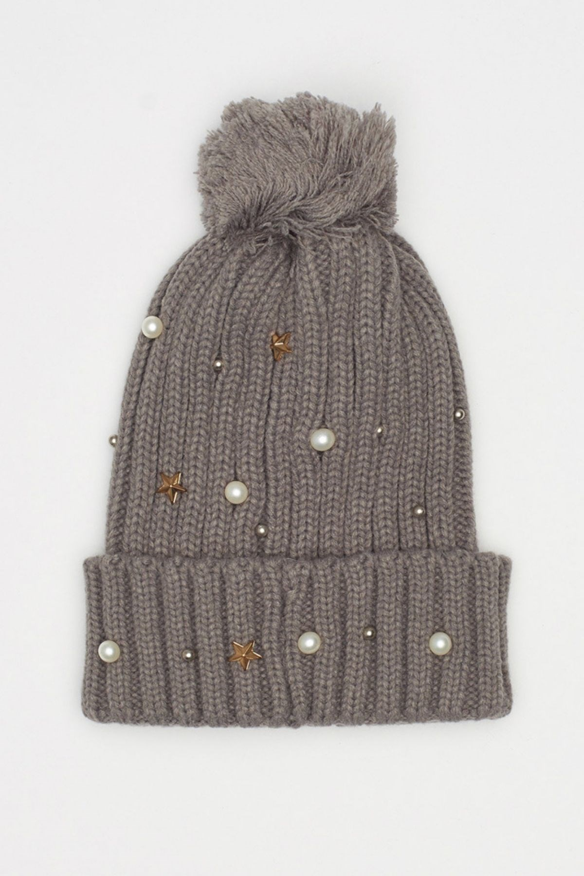 Pearls Kadın Bere-GREY