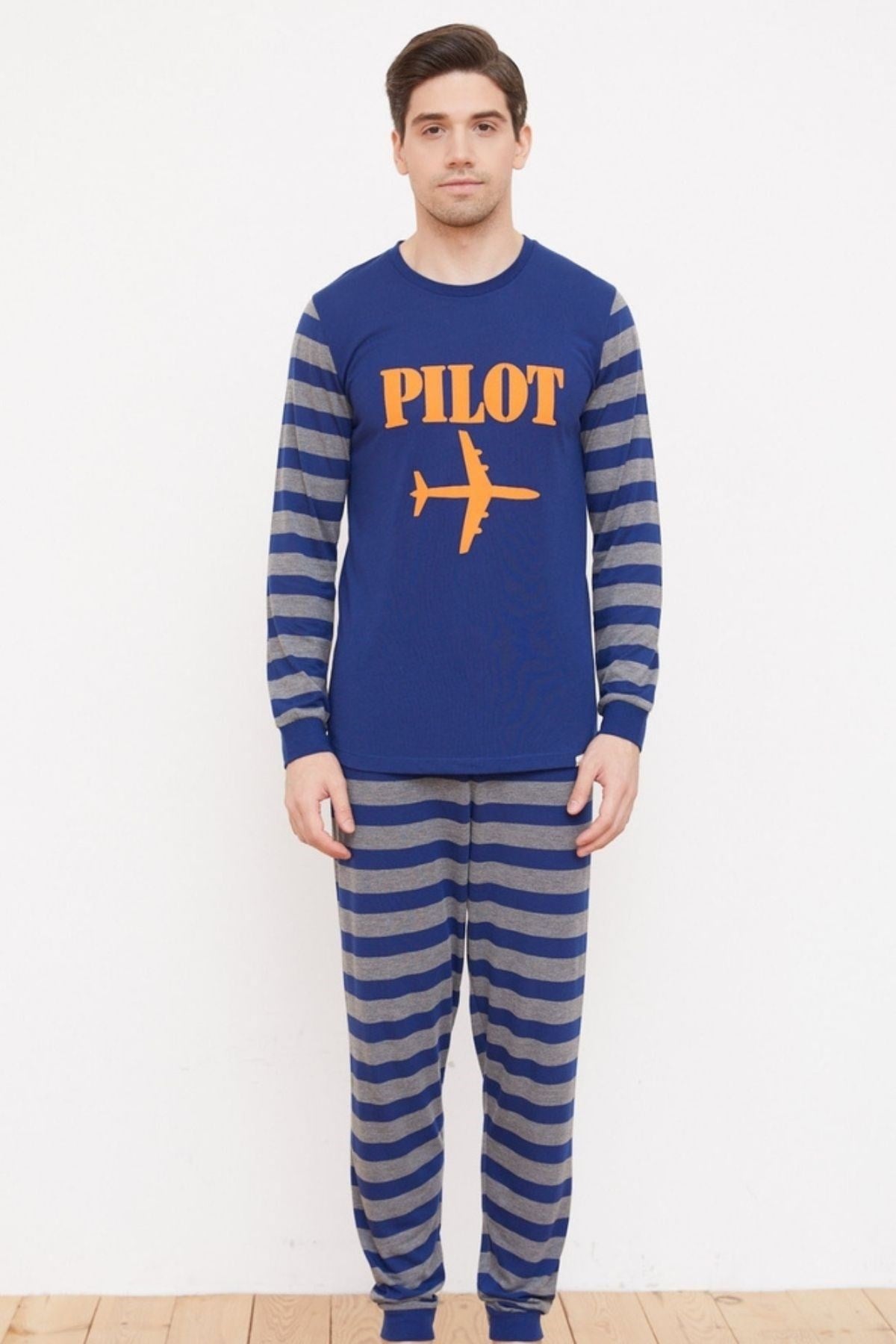 Pilot Erkek Pijama Takımı-Lacivert