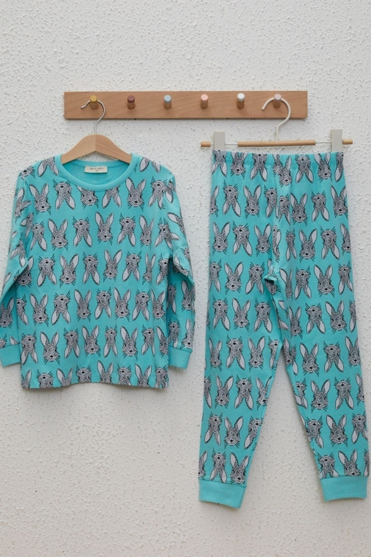 Rabbıt Kız Çocuk Pijama Takımı-Yeşil