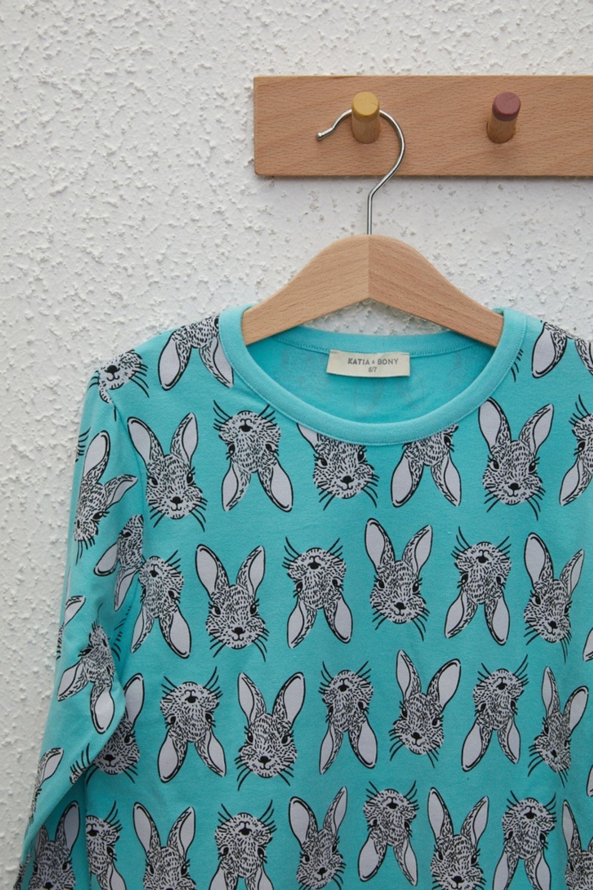 Rabbıt Kız Çocuk Pijama Takımı-Yeşil