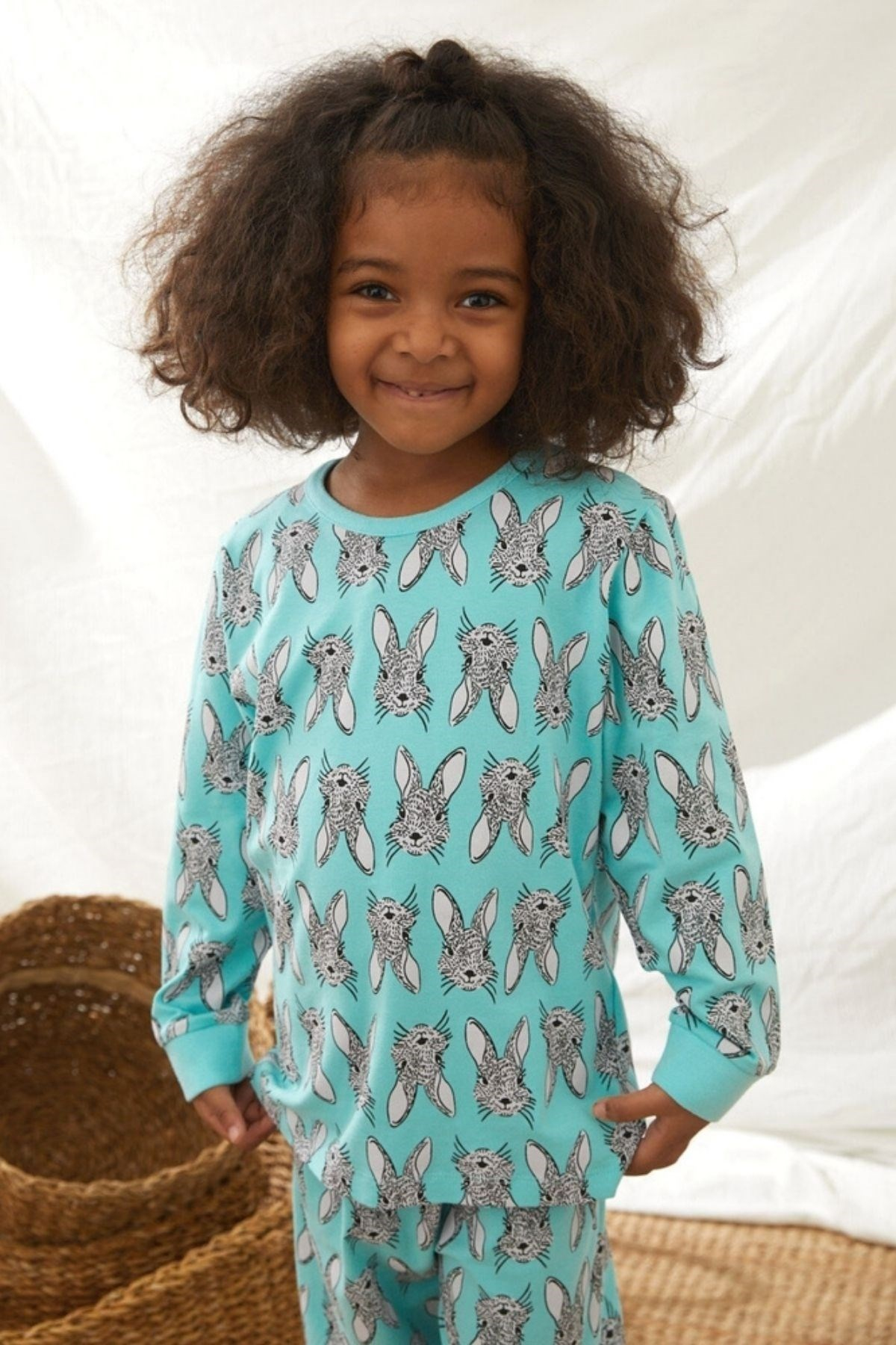 Rabbıt Kız Çocuk Pijama Takımı-Yeşil