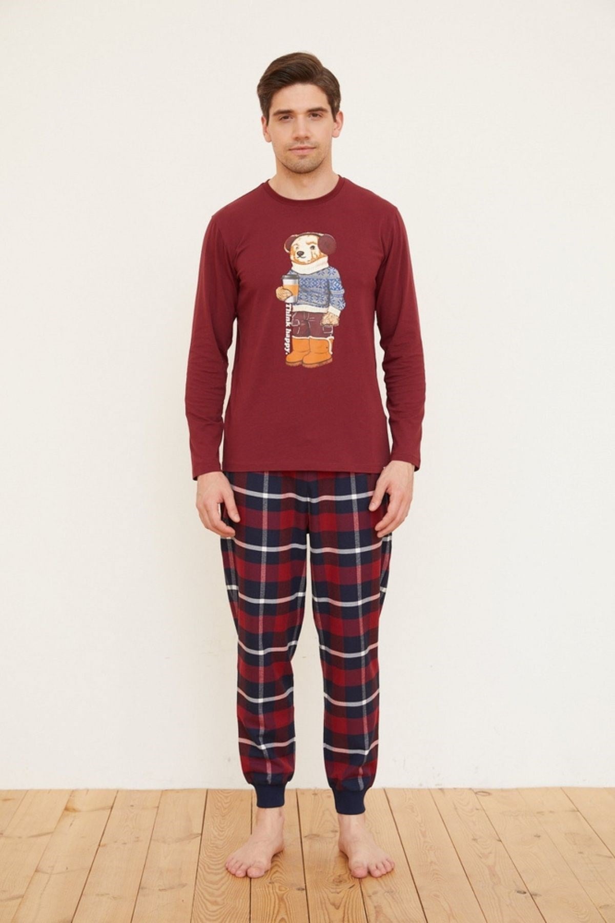 Retro Prep Erkek Sweatshırt-BURGUNDY