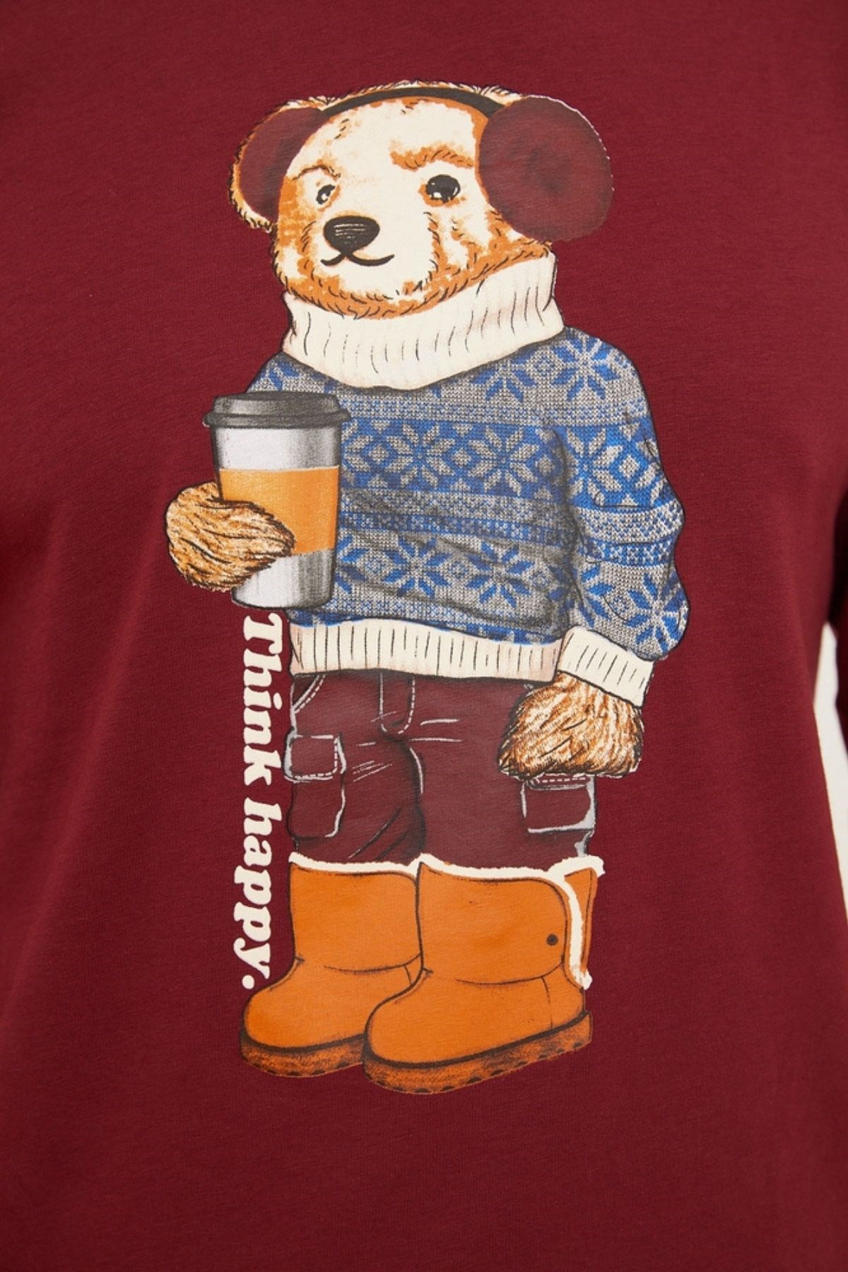 Retro Prep Erkek Sweatshırt-BURGUNDY