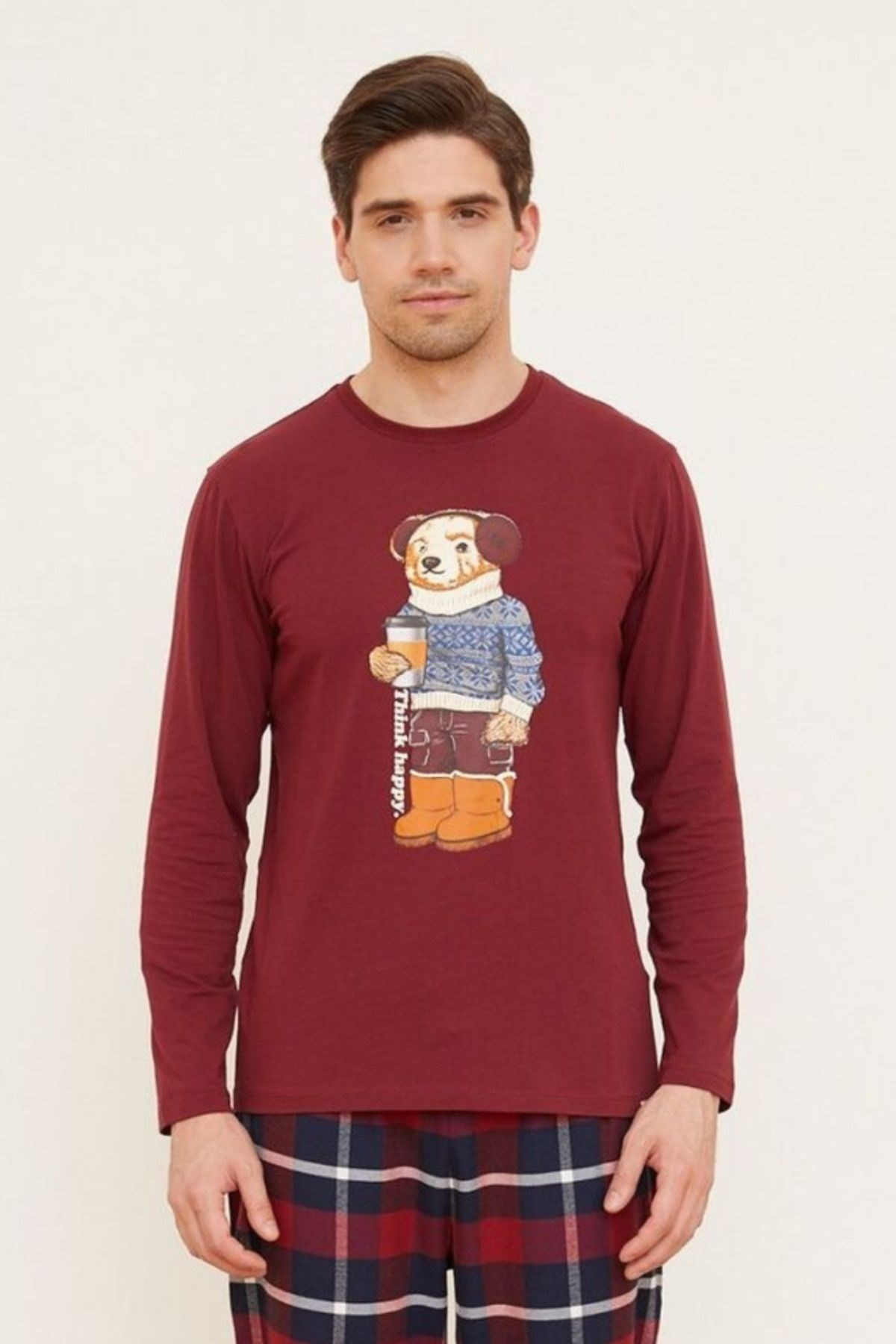 Retro Prep Erkek Sweatshırt-BURGUNDY