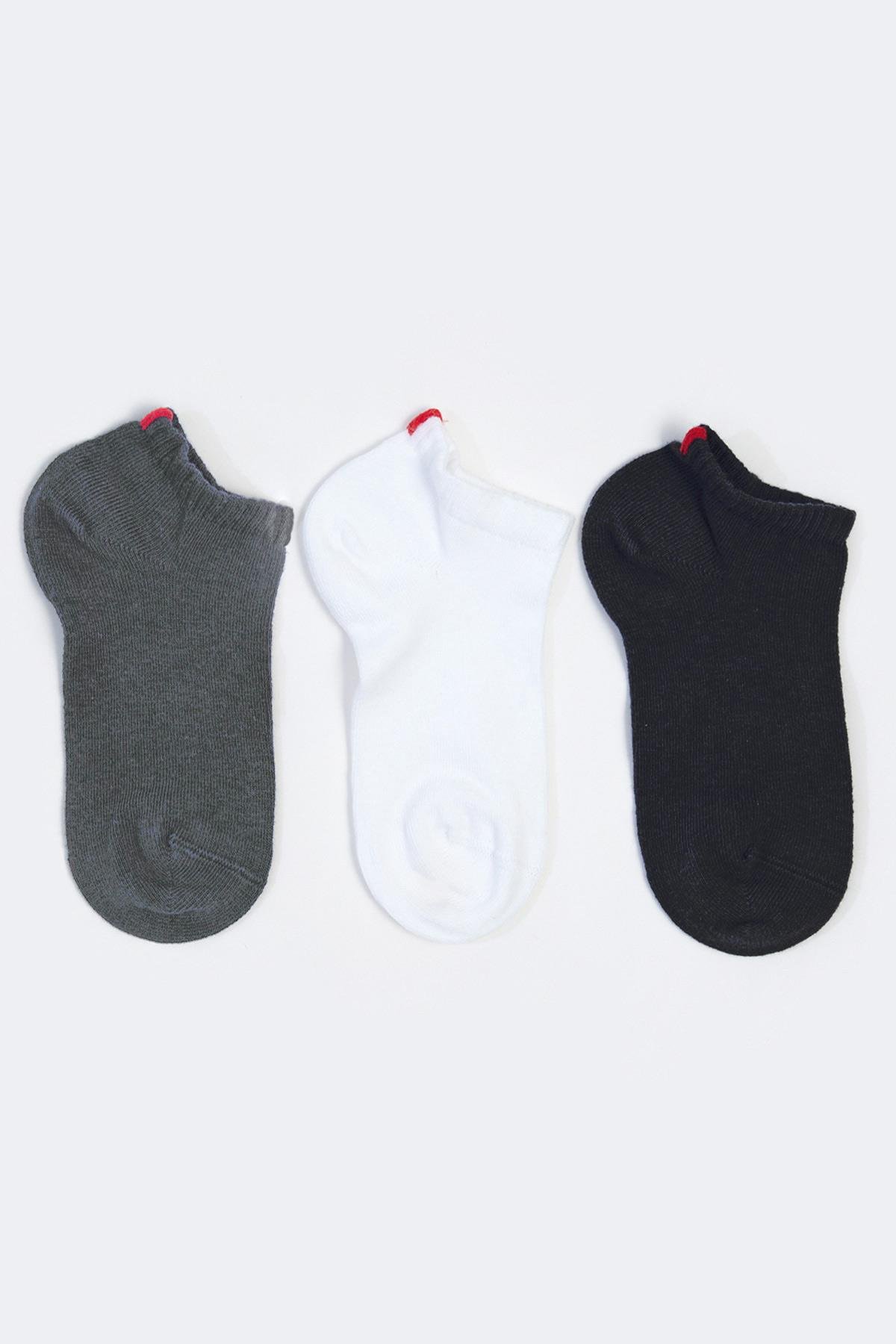 Run 3 lü Erkek Basic Patik Çorap Siyah/Beyaz/Gri