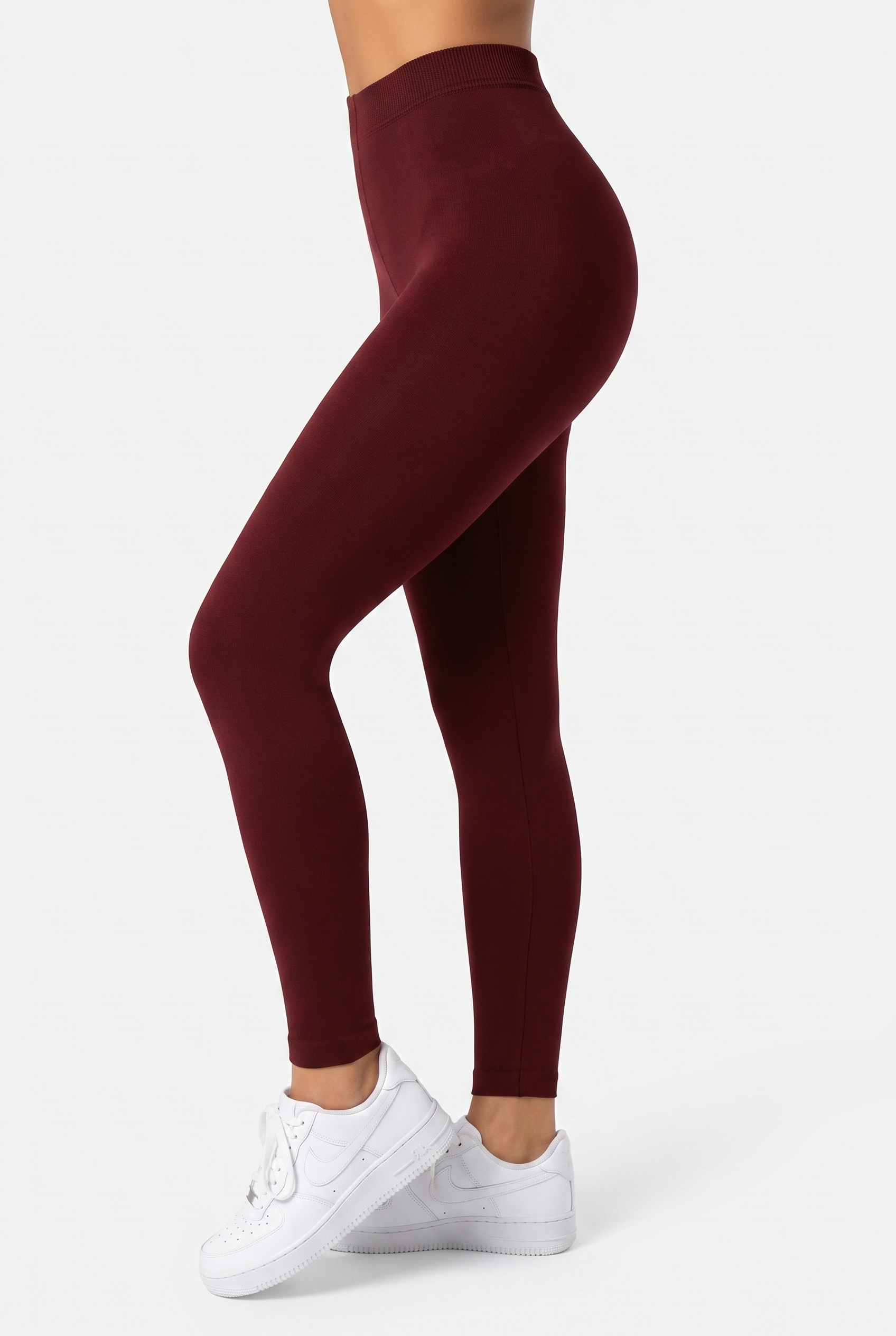 Raised Women's Footless Pantyhose Burgundy