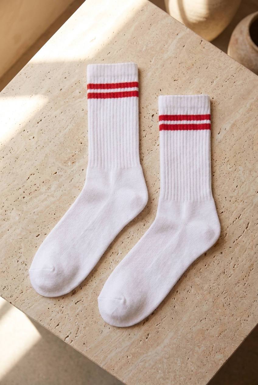 Striped Socket Socks Red