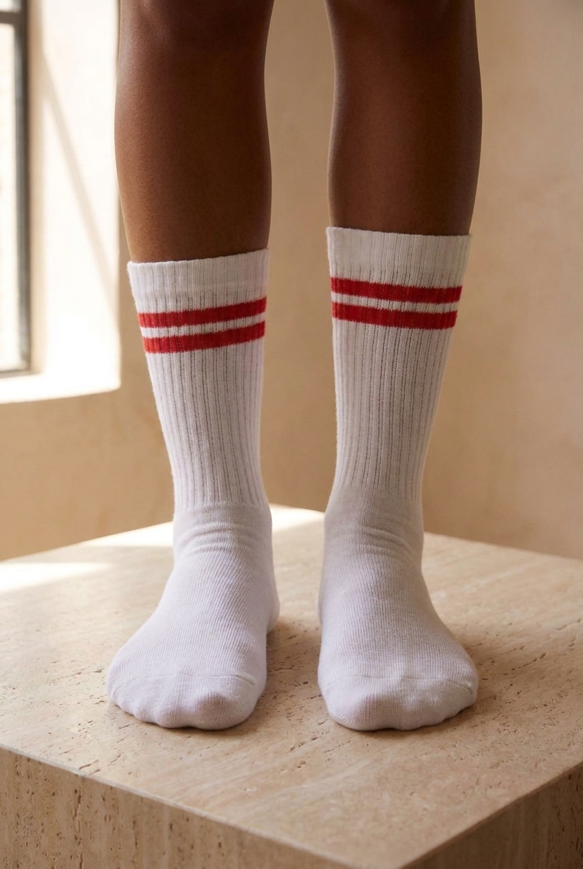 Striped Socket Socks Red