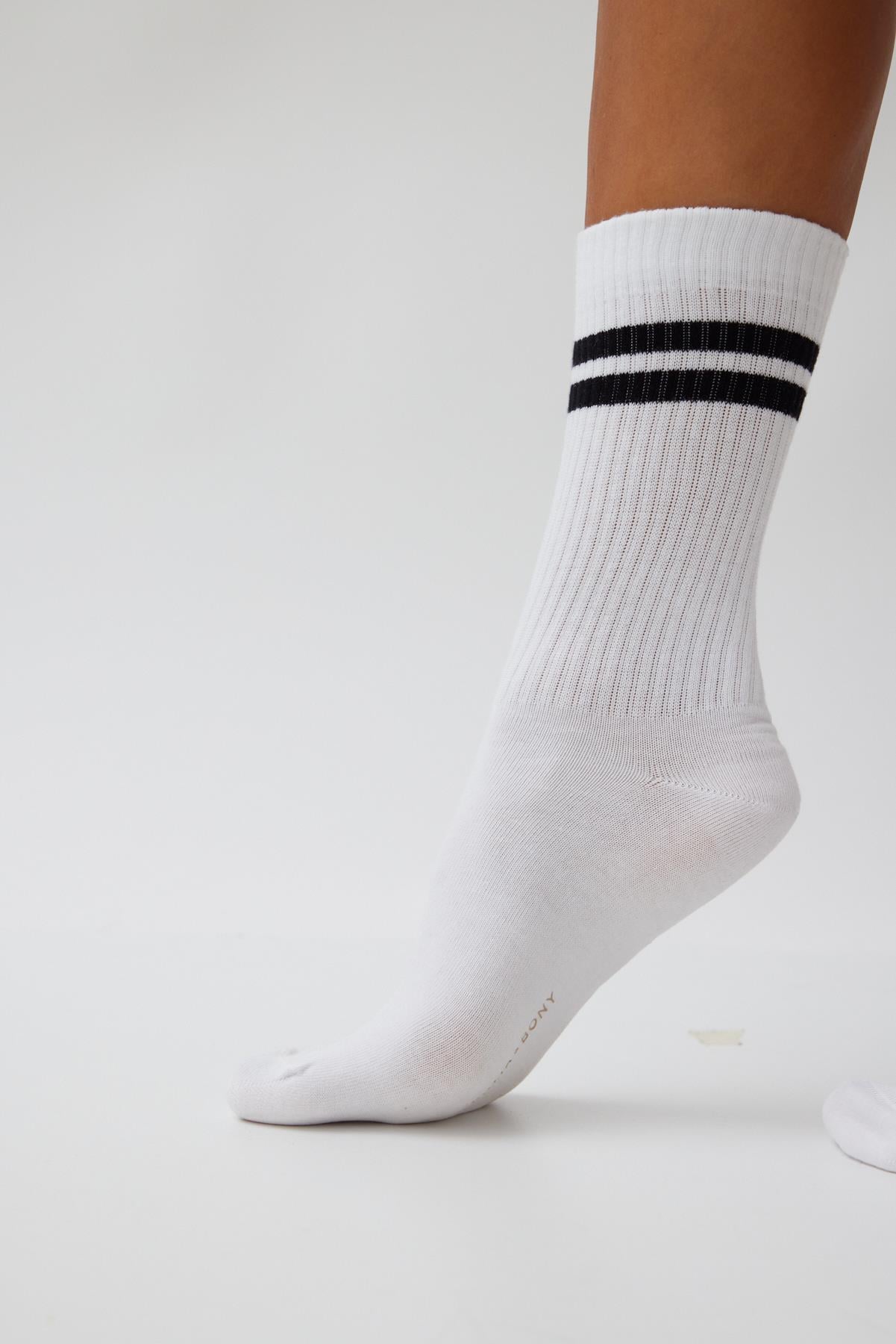 Şeritli Unisex Soket Çorap SİYAH