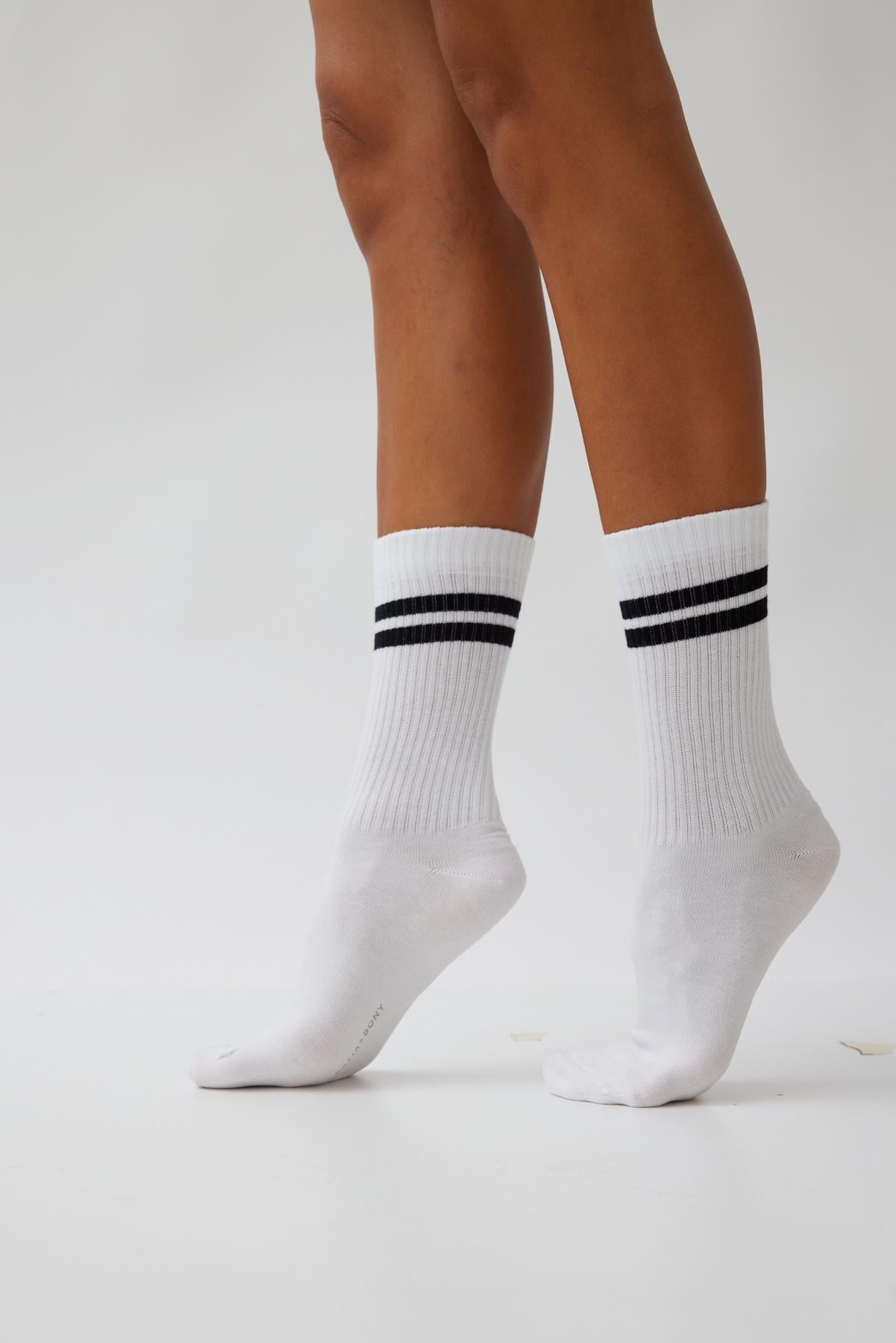 Şeritli Unisex Soket Çorap SİYAH