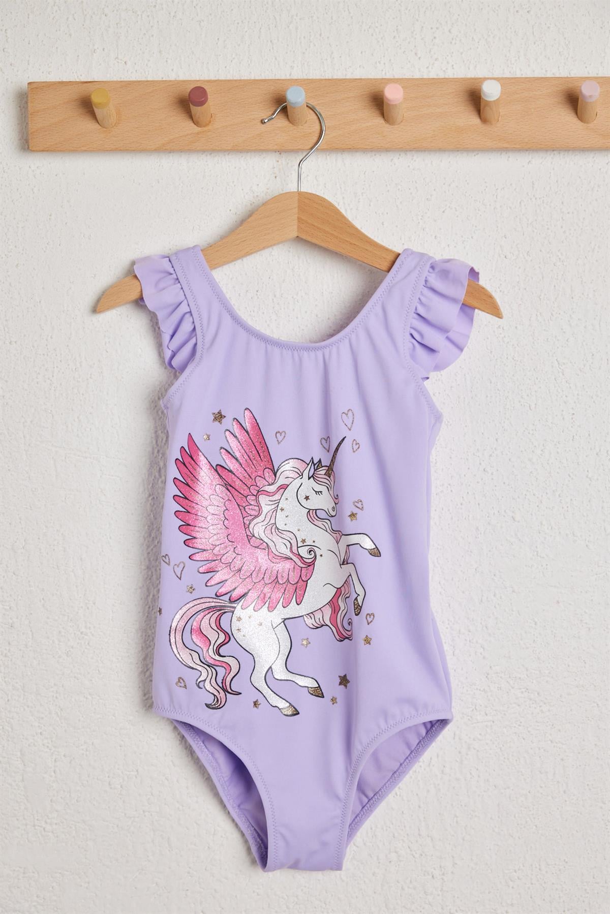 Shine Unicorn Kız Çocuk Mayo Lila
