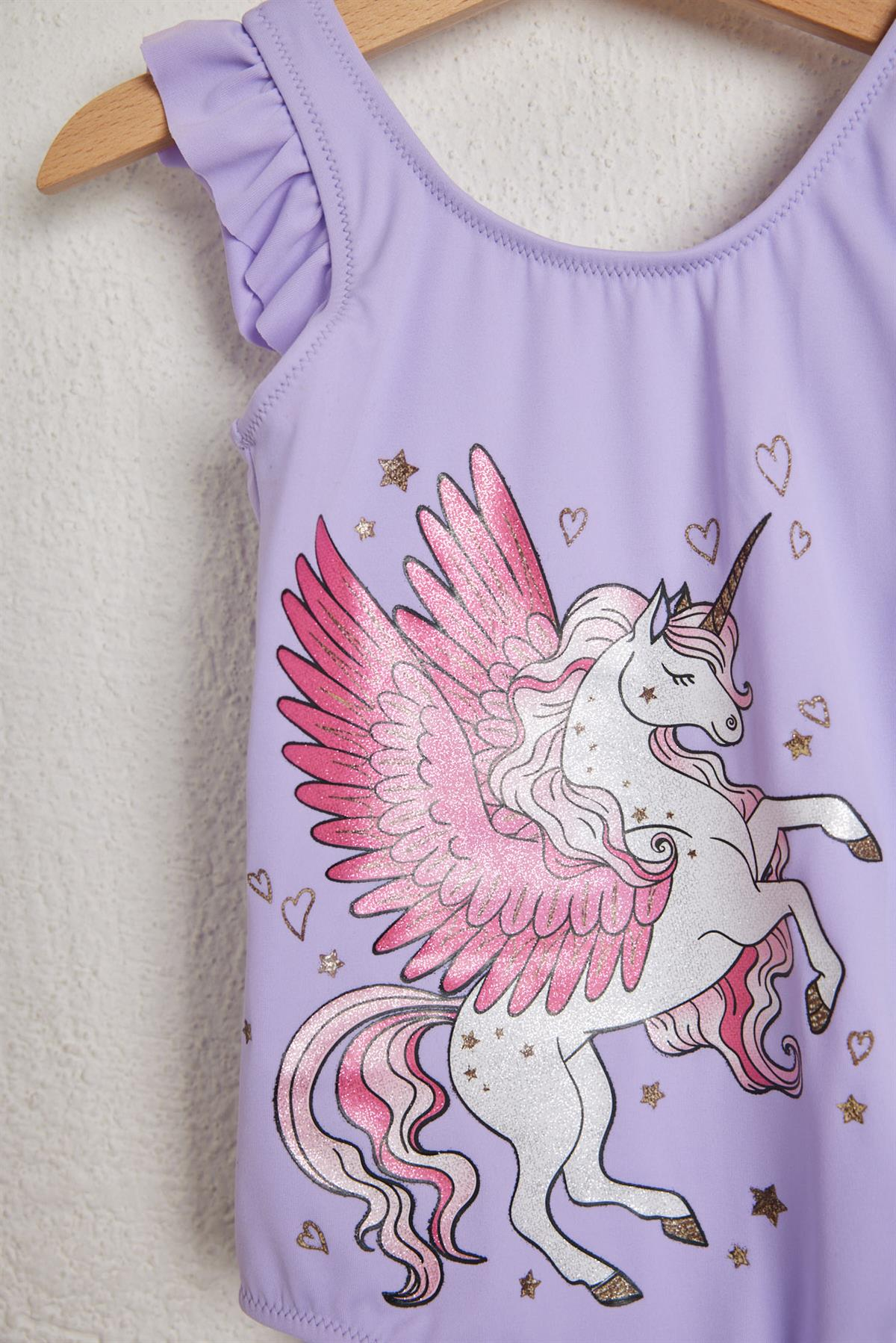 Shine Unicorn Kız Çocuk Mayo Lila