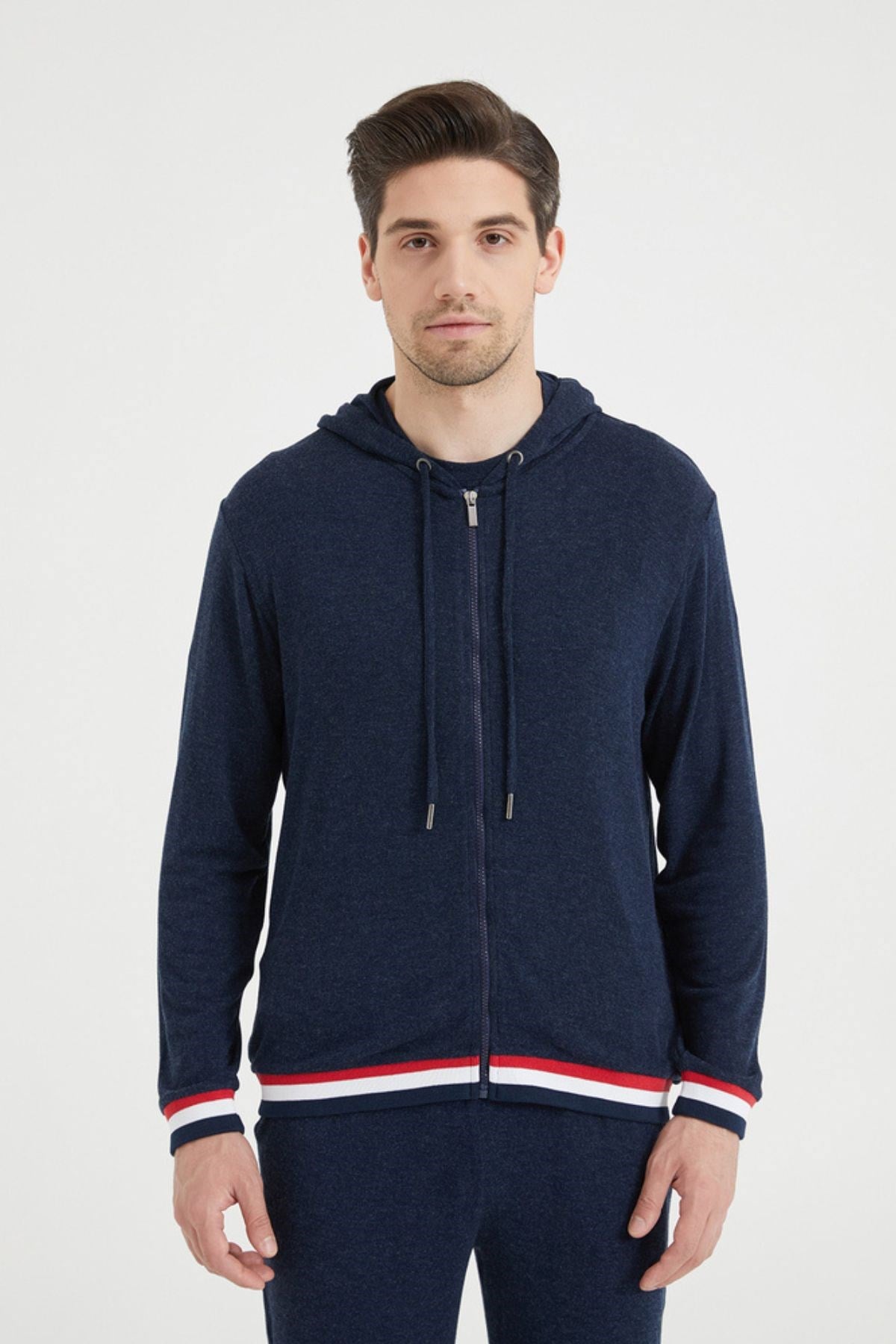 Silverline Erkek Kapuşonlu Sweatshırt-Lacivert MELANGE