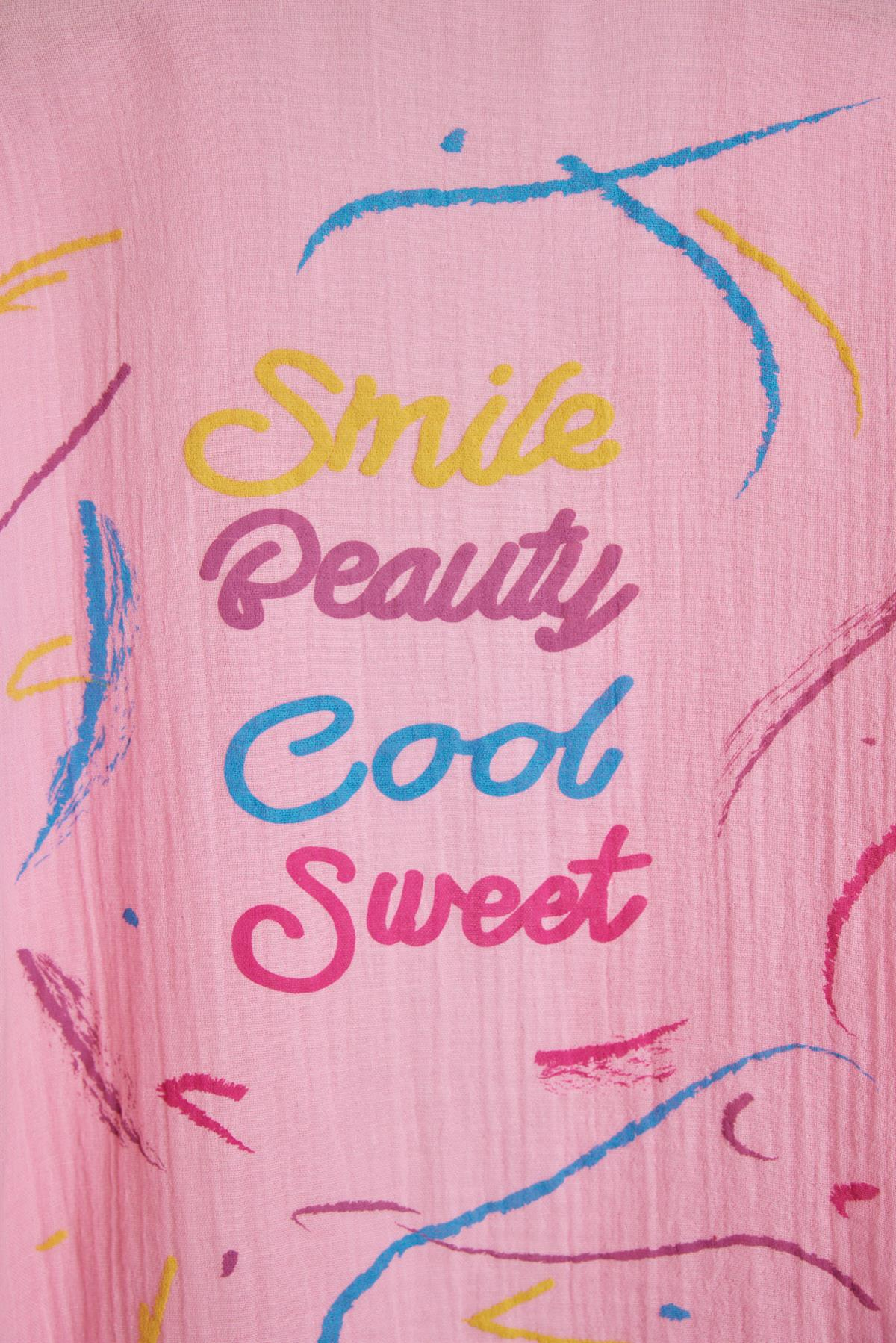 Smile Çocuk Keten Gömlek Pembe