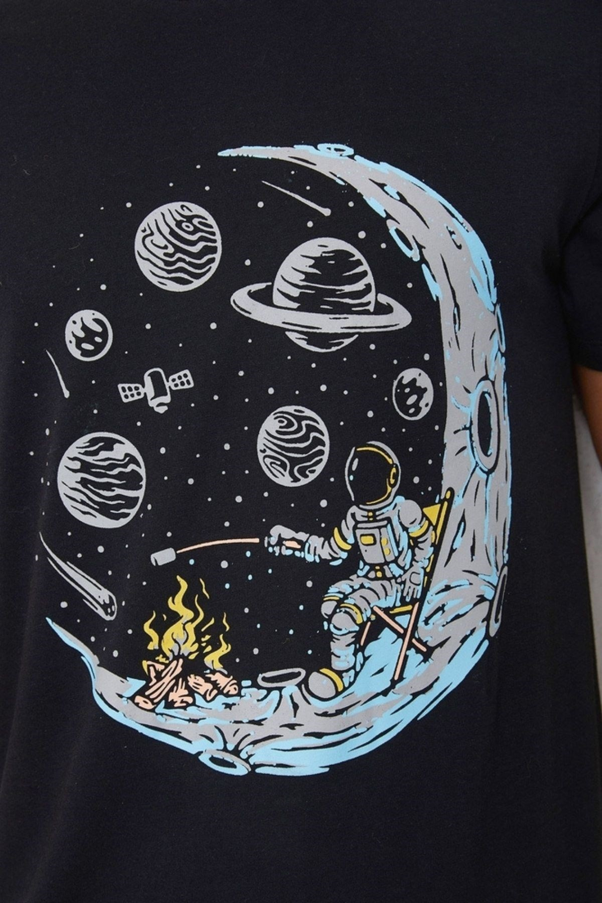 SPACE BASKILI ERKEK ÇOCUK ŞORT TK.-SİYAH