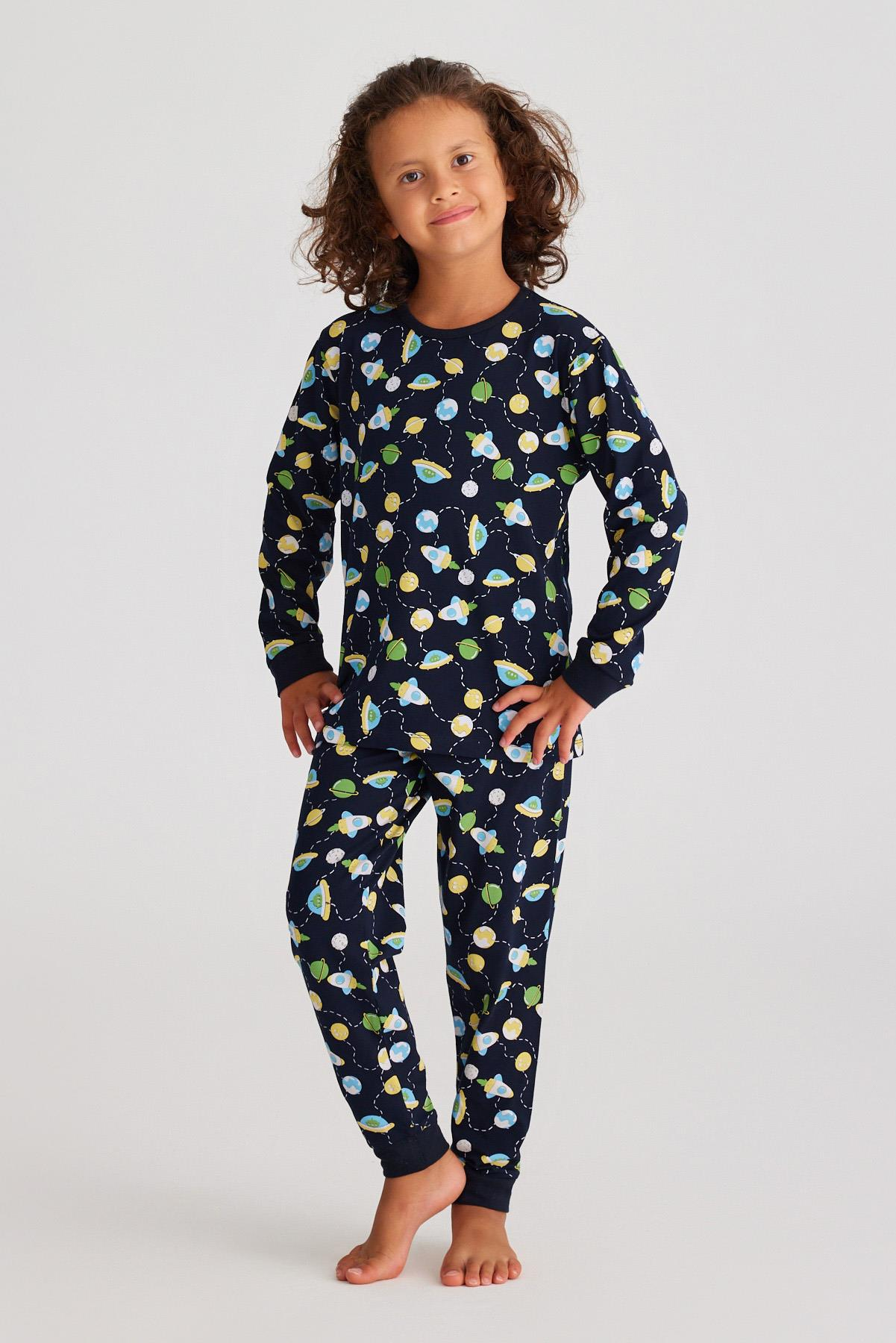 Space Erkek Çocuk Pijama Takımı Lacivert